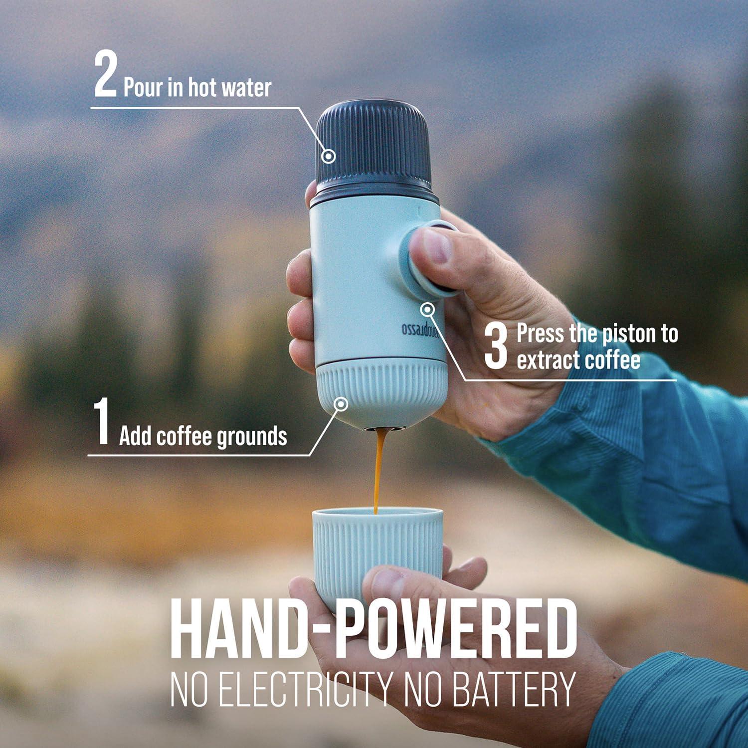 Máquina de Espresso Portátil WACACO Nanopresso con Funda Azul