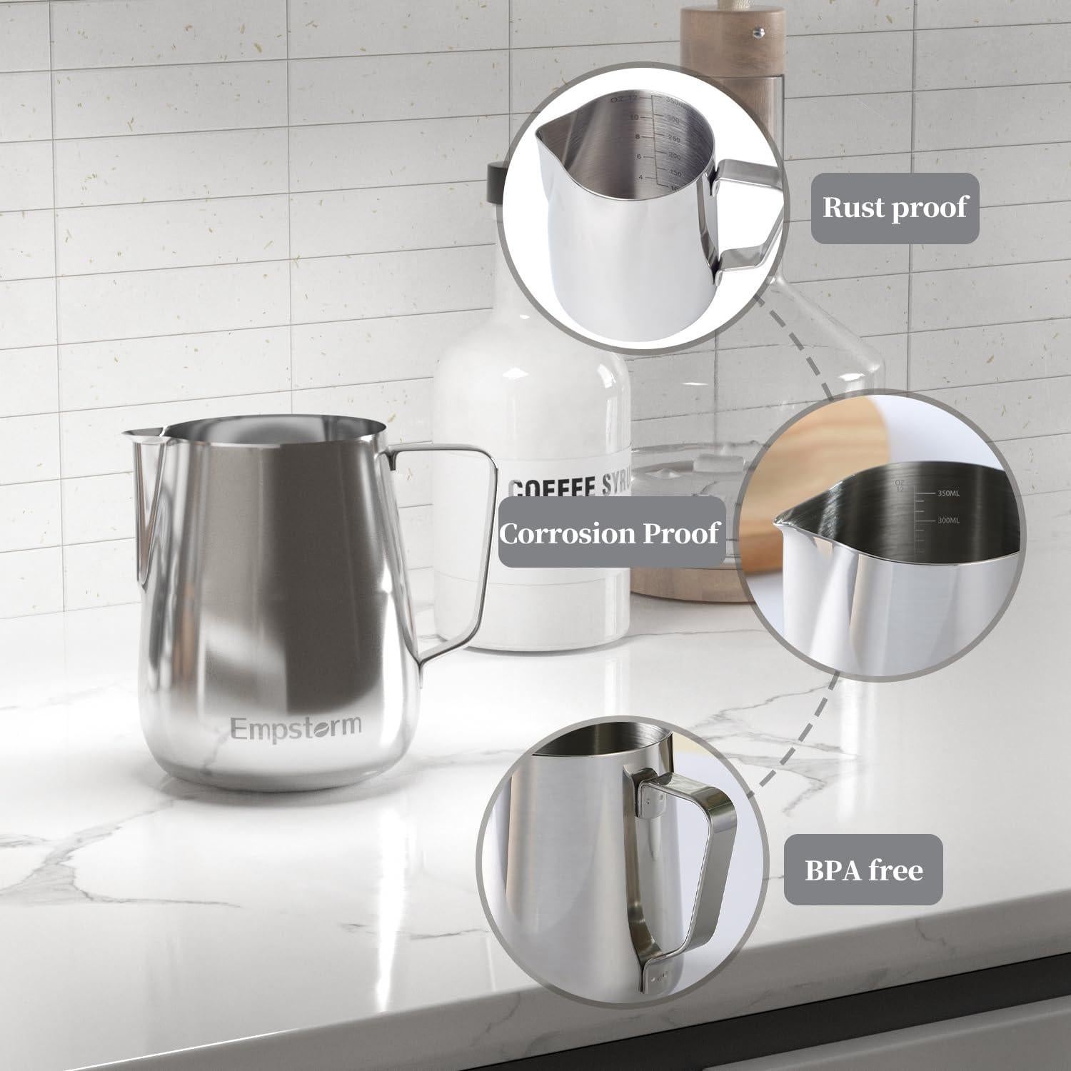 Máquina de Espresso 20 Bar Empstorm con Varita Vapor y Jarra 350ml