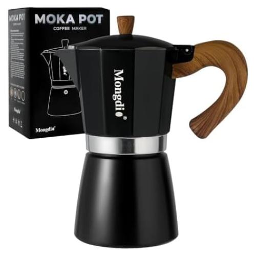 Cafetera Moka Manual Mongdio 9 Tazas Aluminio Negro