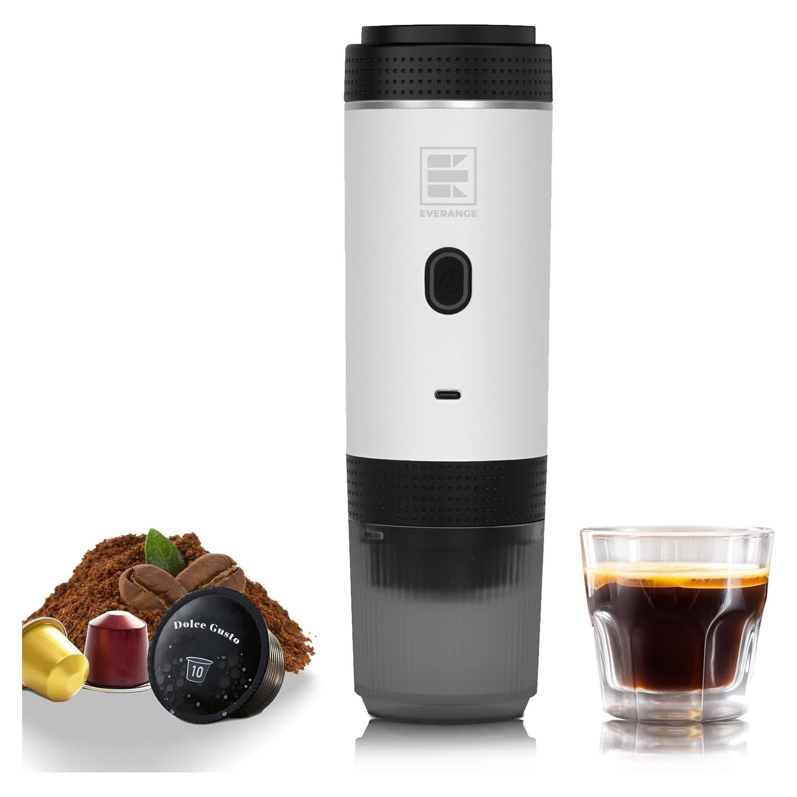 Cafetera de Espresso Portátil EVERANGE Blanca 20 Bar 7500mAh