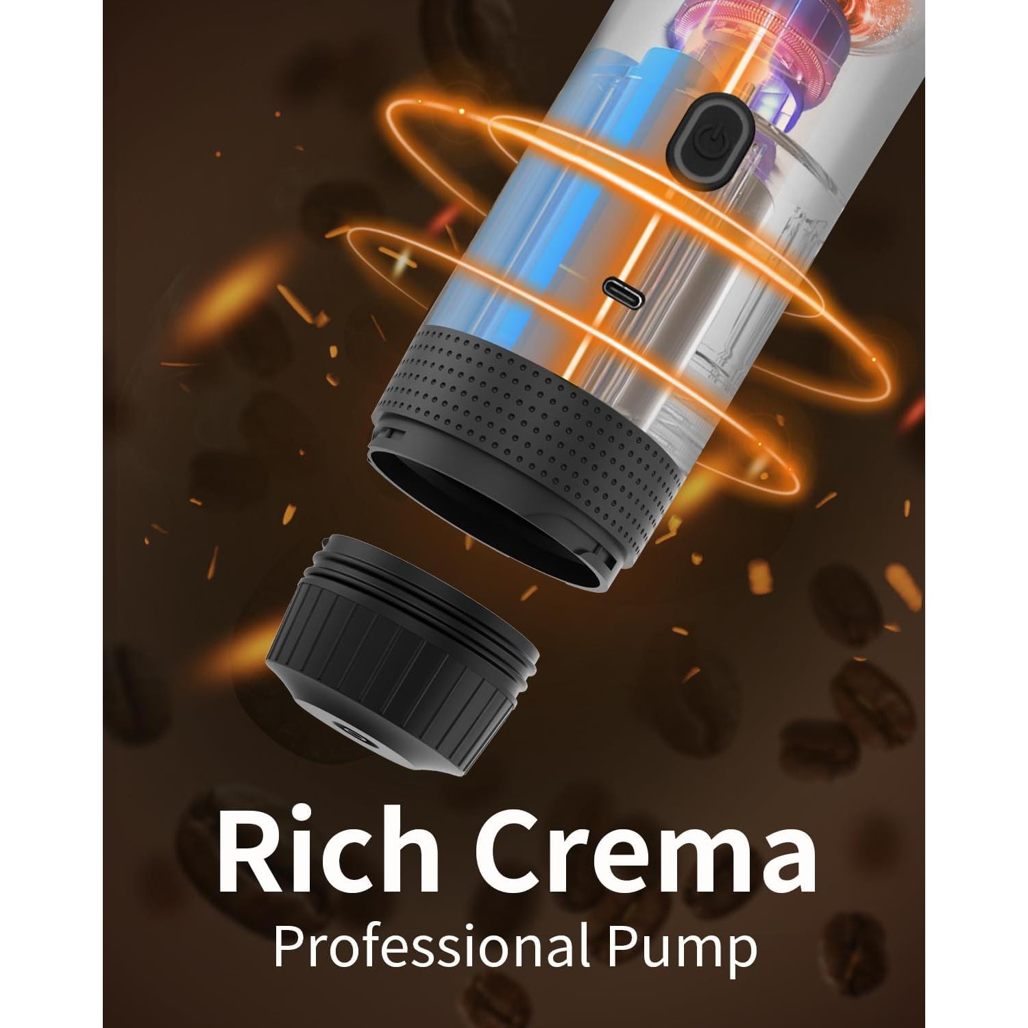 Cafetera de Espresso Portátil EVERANGE Blanca 20 Bar 7500mAh