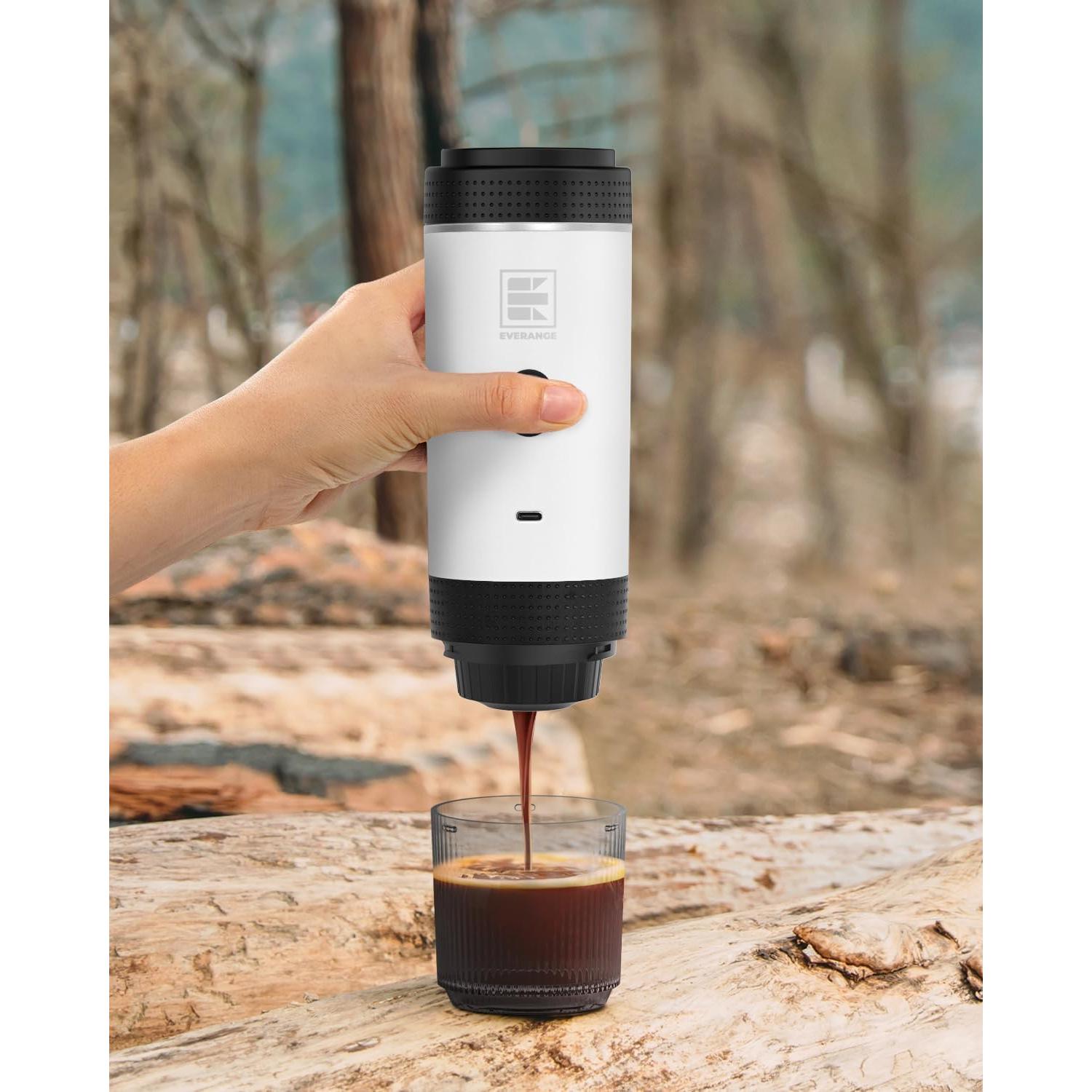 Cafetera de Espresso Portátil EVERANGE Blanca 20 Bar 7500mAh