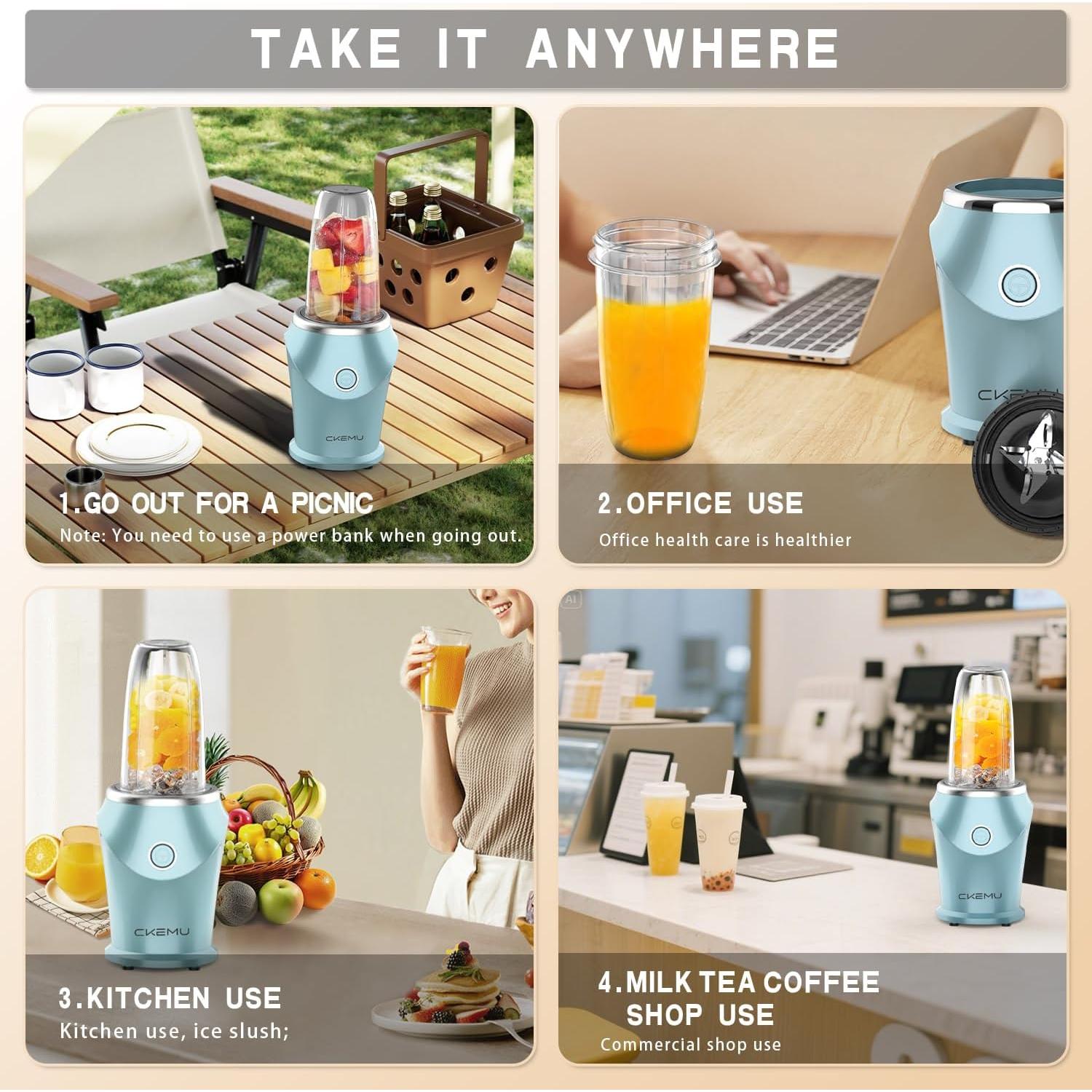 Batidora Personal CKemu B02 Azul 0.4L para Smoothies