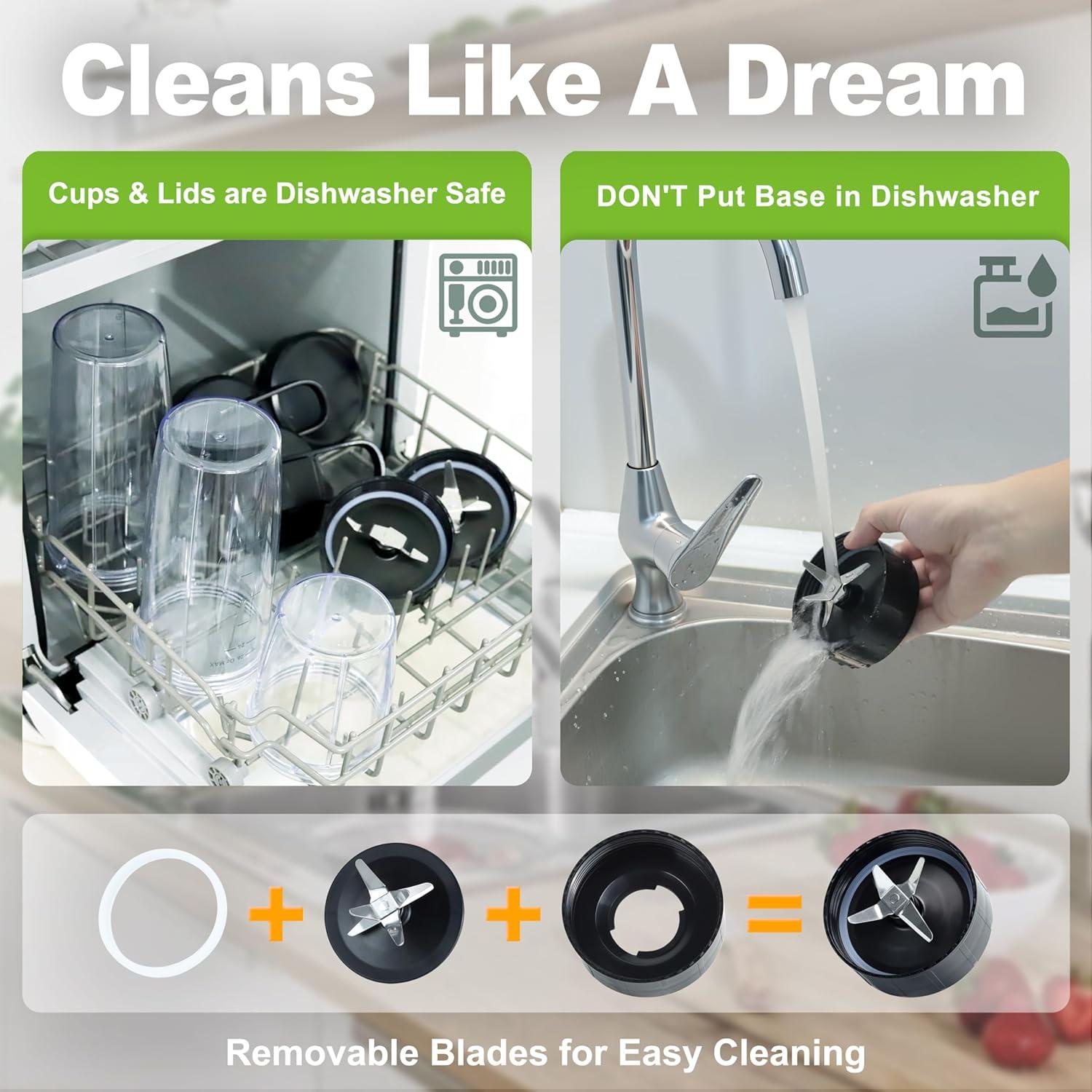 Batidora Personal REVOTRA 1200W con 3 Tazas 800ml y 300ml