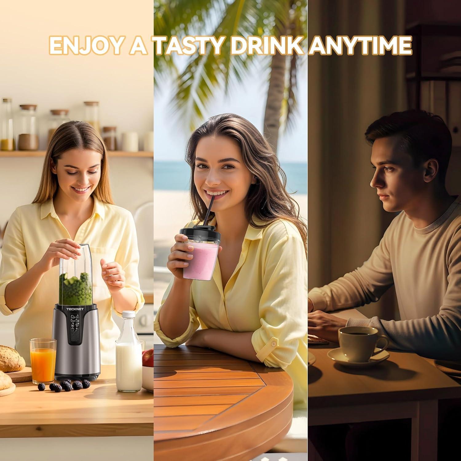 Licuadora Personal TECKNET 600W con 2 Tazas 500ml y 150ml