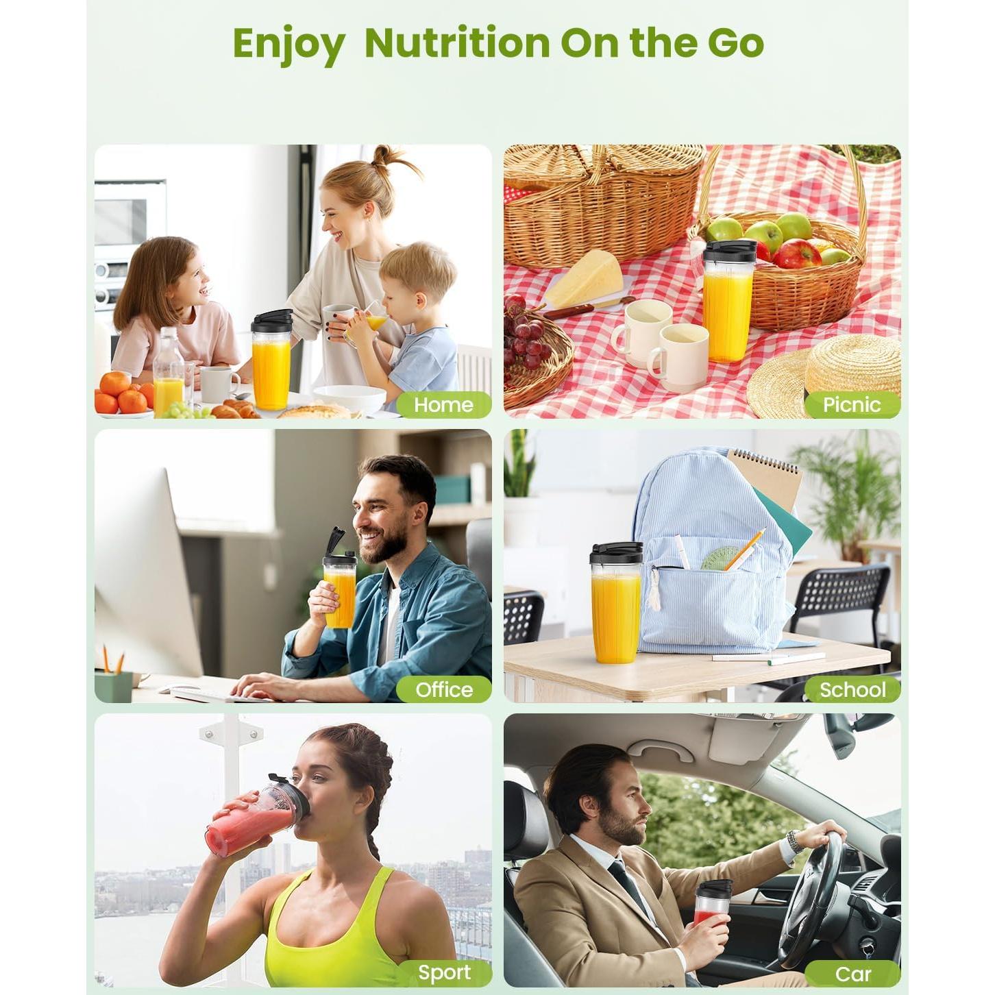 Batidora Personal LAMPICK 900W con 2 Tazas 650ml Sin BPA