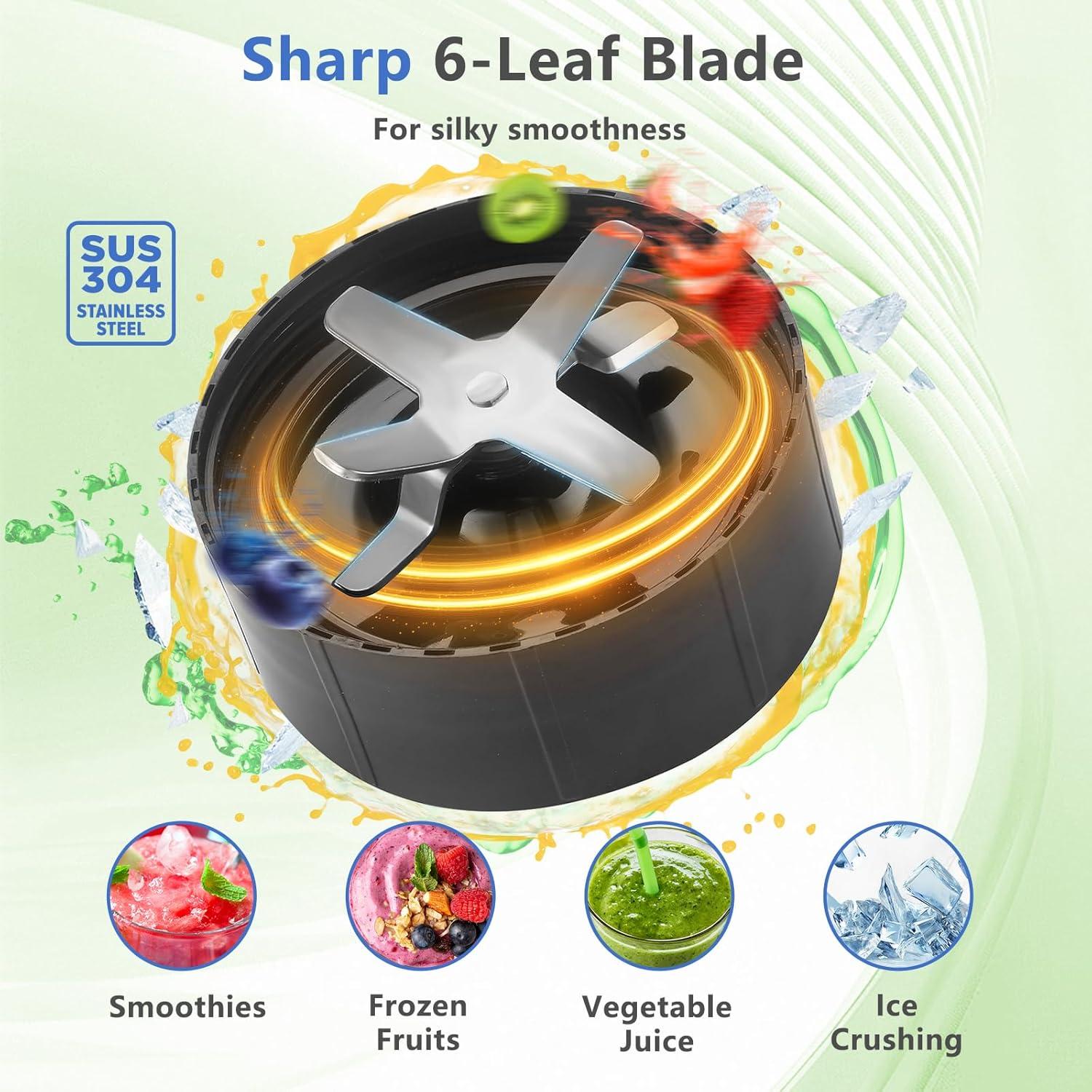 Batidora Personal SAKAMOSH 1200W con 2 Tazas 1000ml