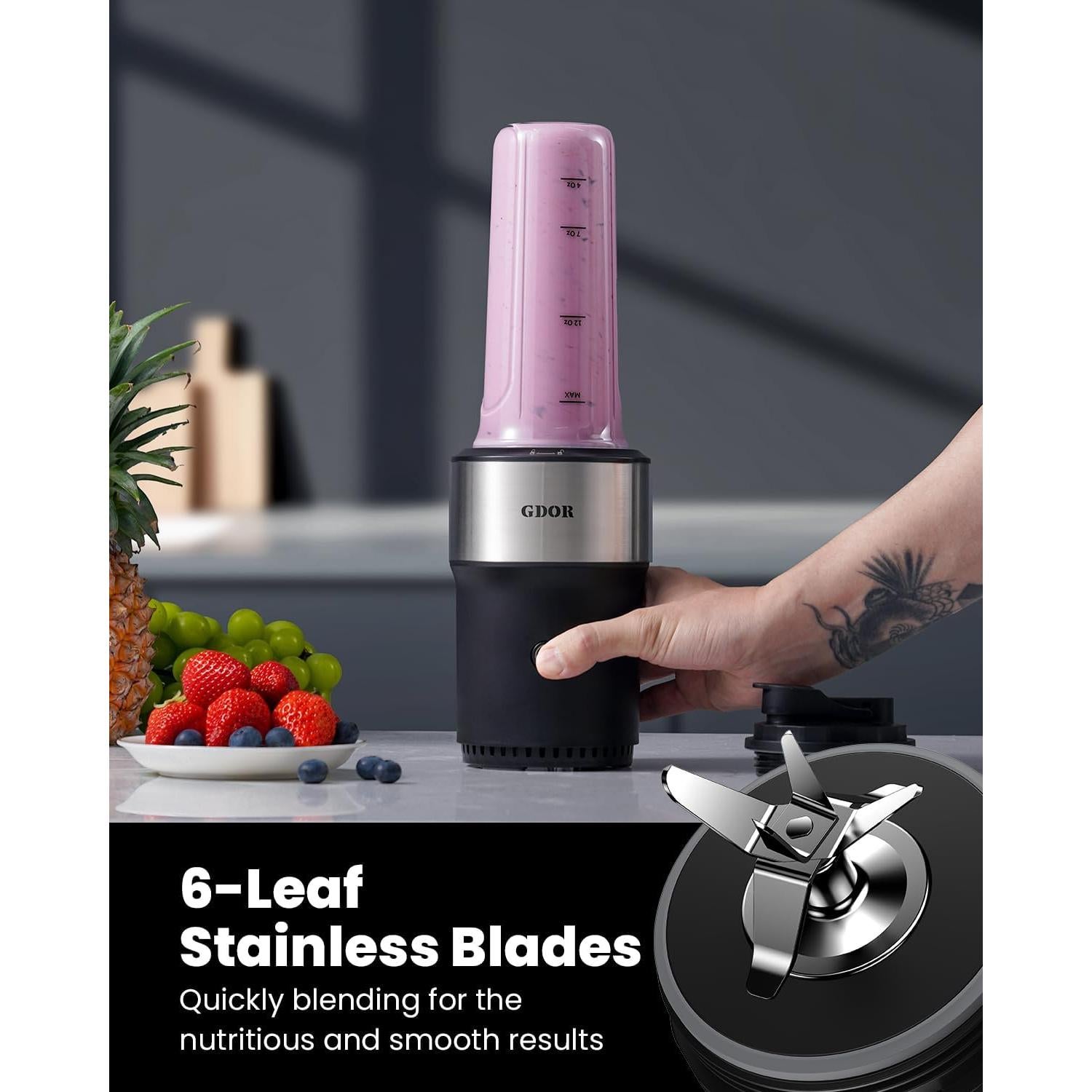 Licuadora Personal GDOR 900W con 2 Tazas de 24Oz Sin BPA