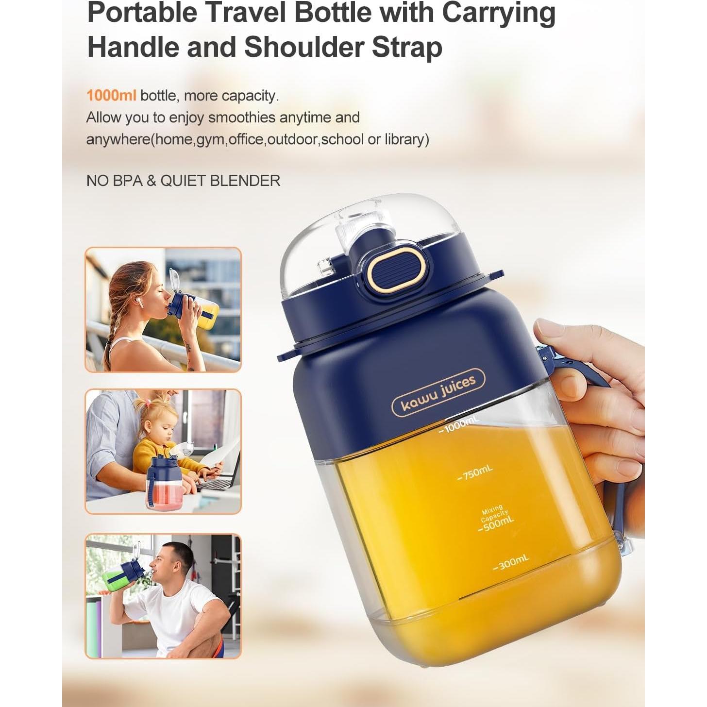 Licuadora Portátil Kawu 1.3L Recargable USB-C Sin BPA