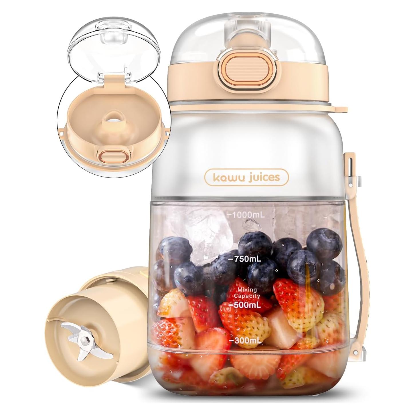 Licuadora Portátil Kawu 500ml Recargable USB-C Blanca