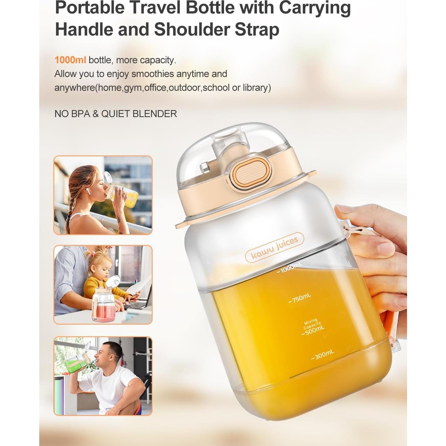 Licuadora Portátil Kawu 500ml Recargable USB-C Blanca