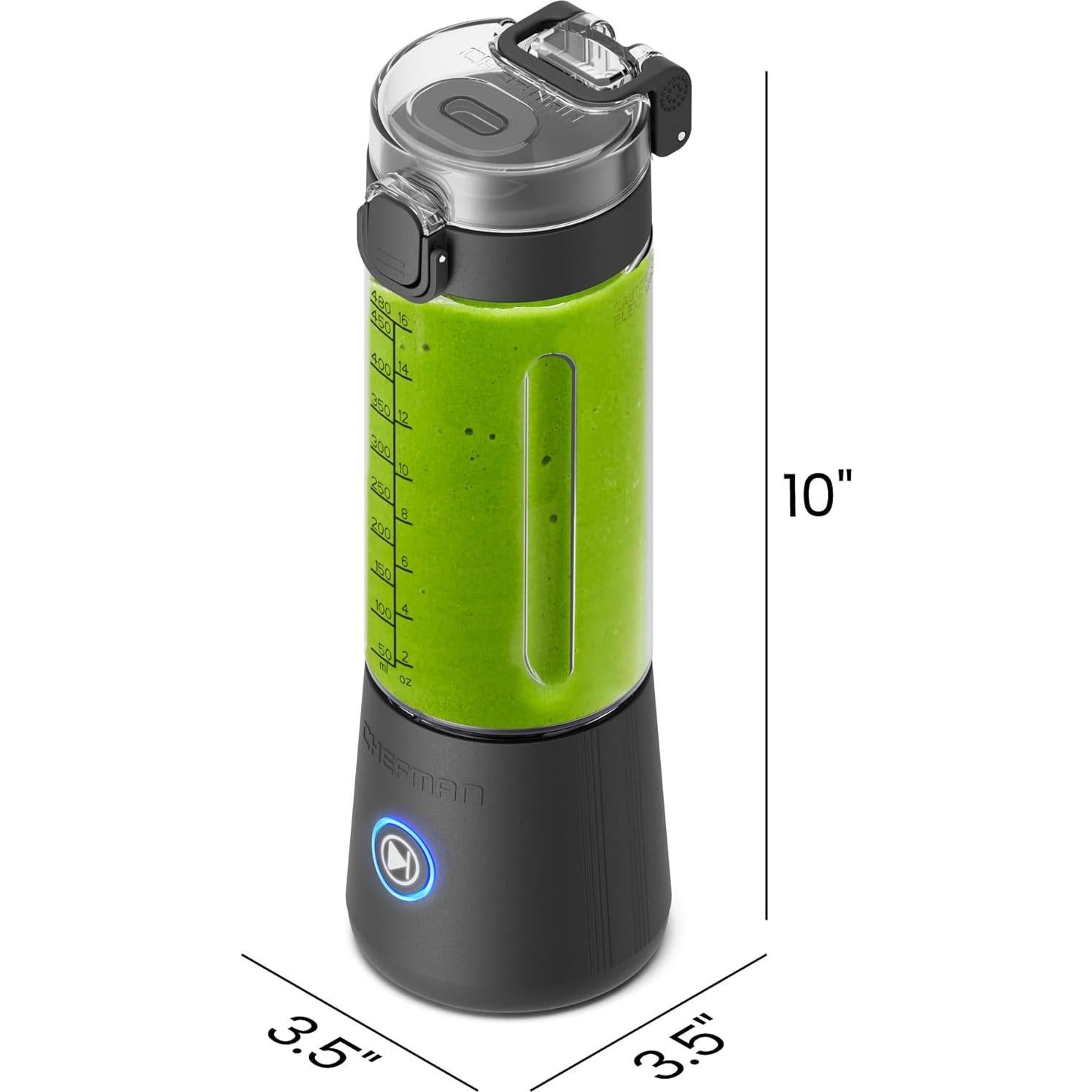 Licuadora Portátil Chefman RJ28-R 16 oz Recargable USB-C - Negro