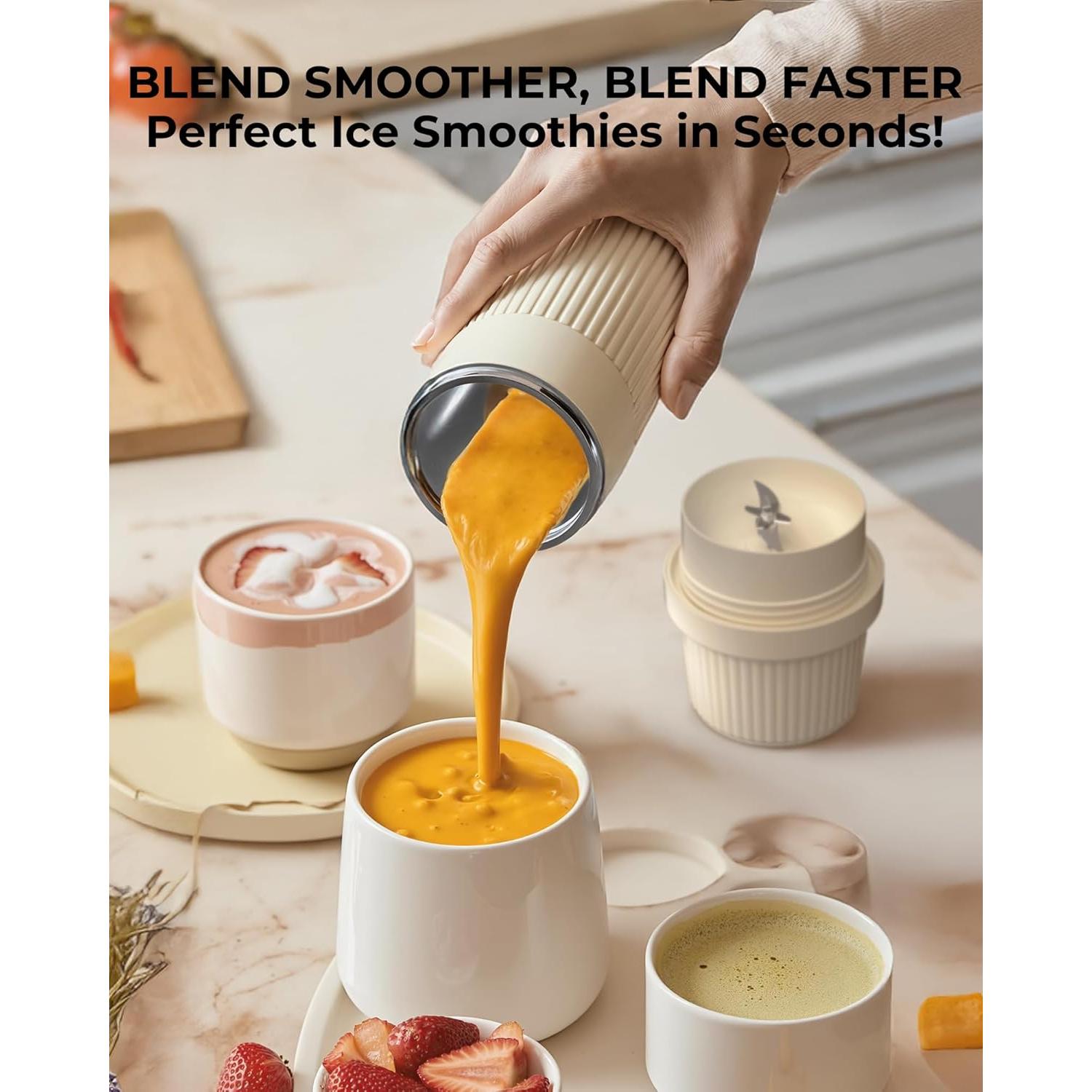 Licuadora Portátil Gofuch 400ml Acero Inoxidable USB-C Blanca