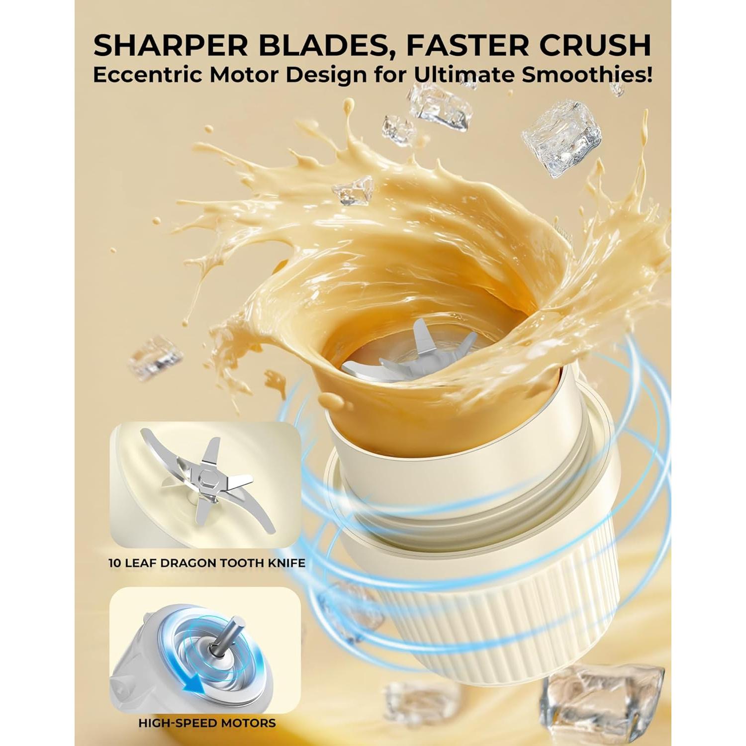 Licuadora Portátil Gofuch 400ml Acero Inoxidable USB-C Blanca