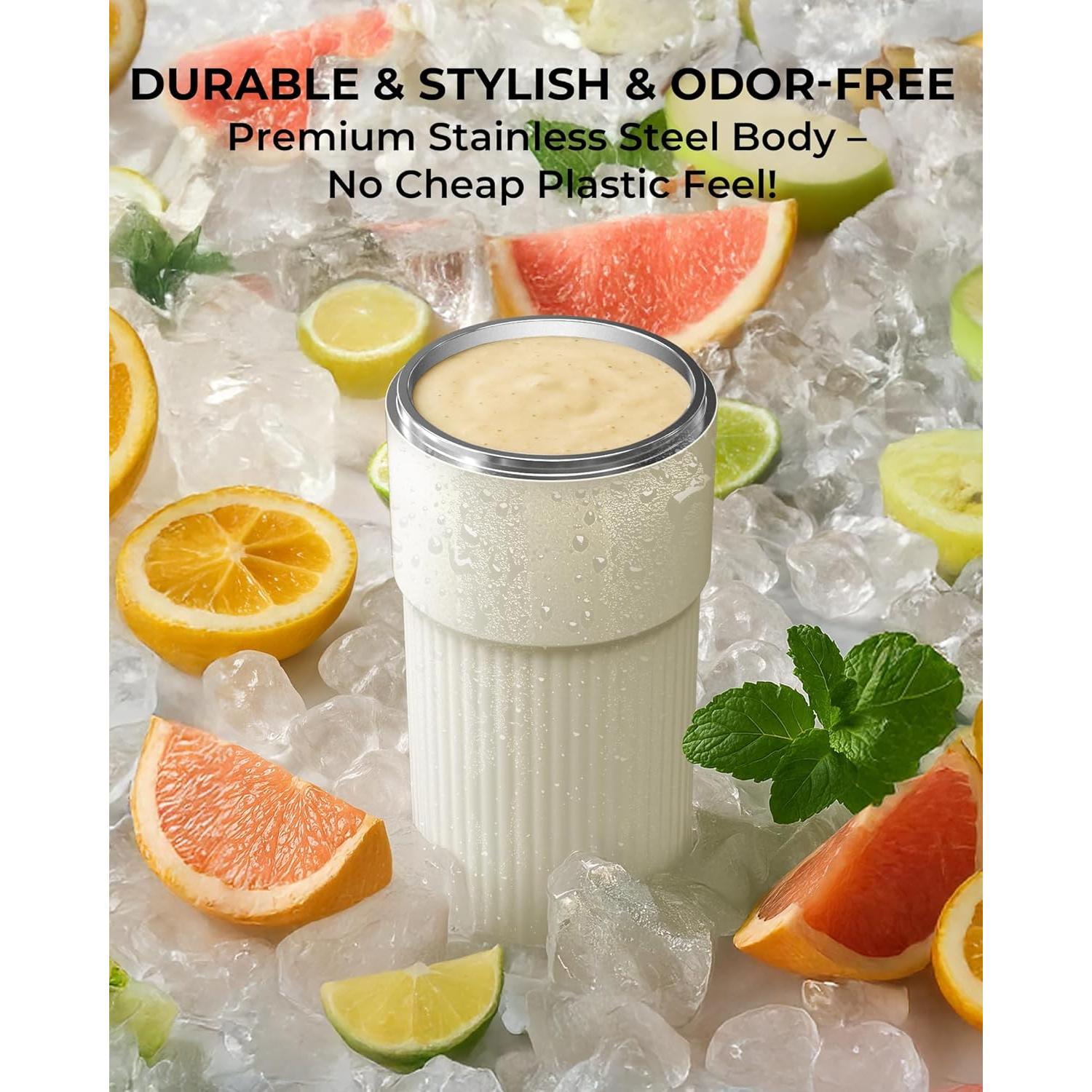 Licuadora Portátil Gofuch 400ml Acero Inoxidable USB-C Blanca