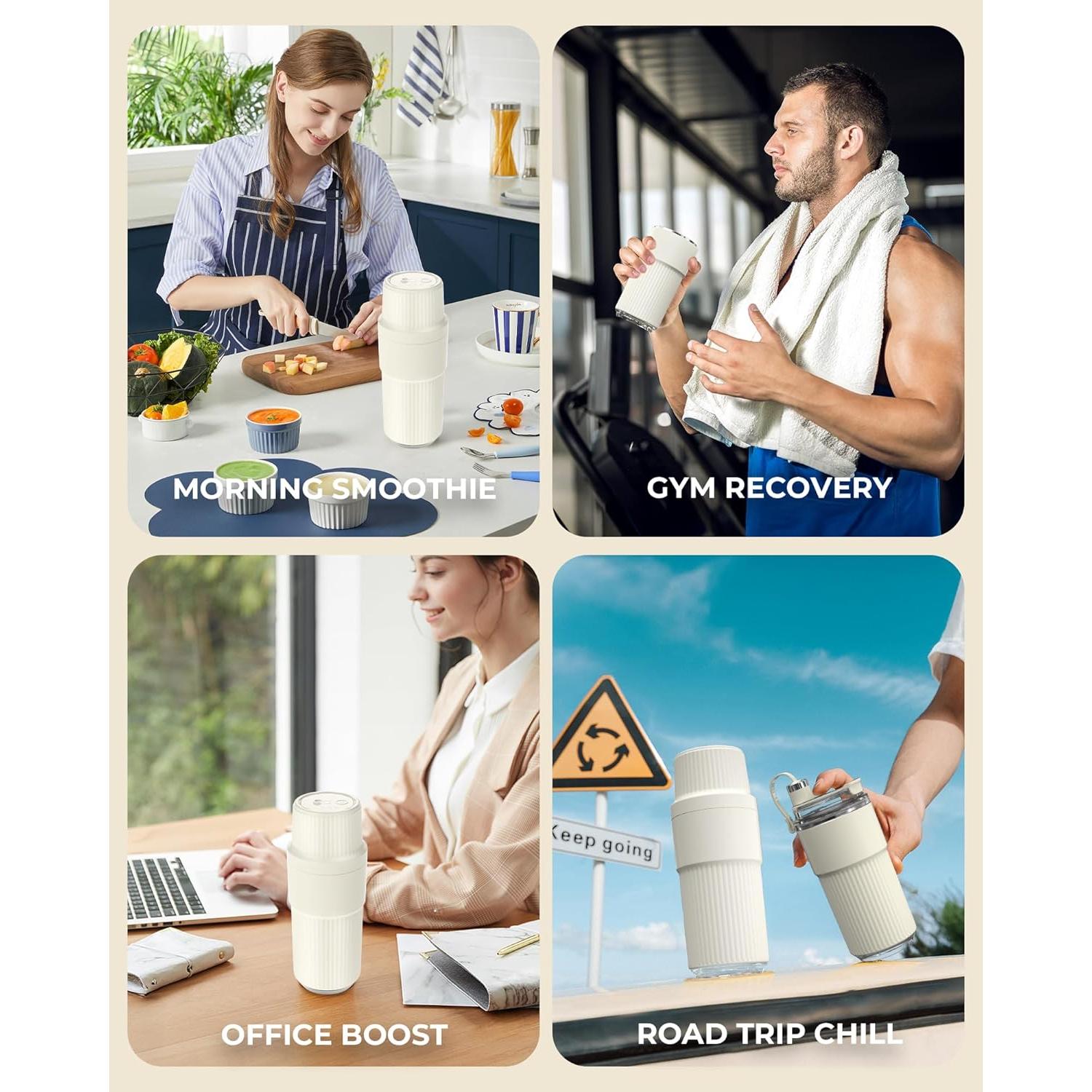 Licuadora Portátil Gofuch 400ml Acero Inoxidable USB-C Blanca