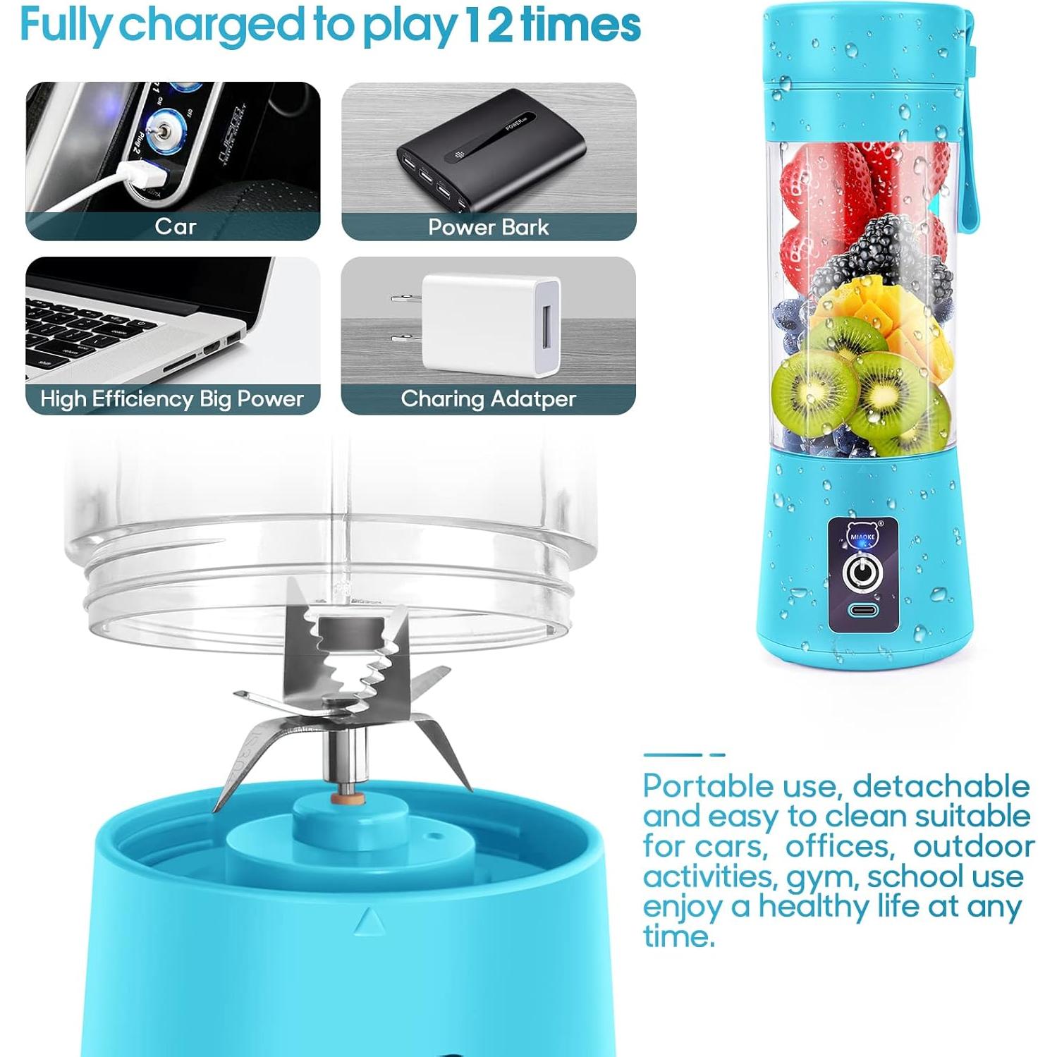 Licuadora Portátil MIAOKE 350ml Recargable USB 6 Cuchillas