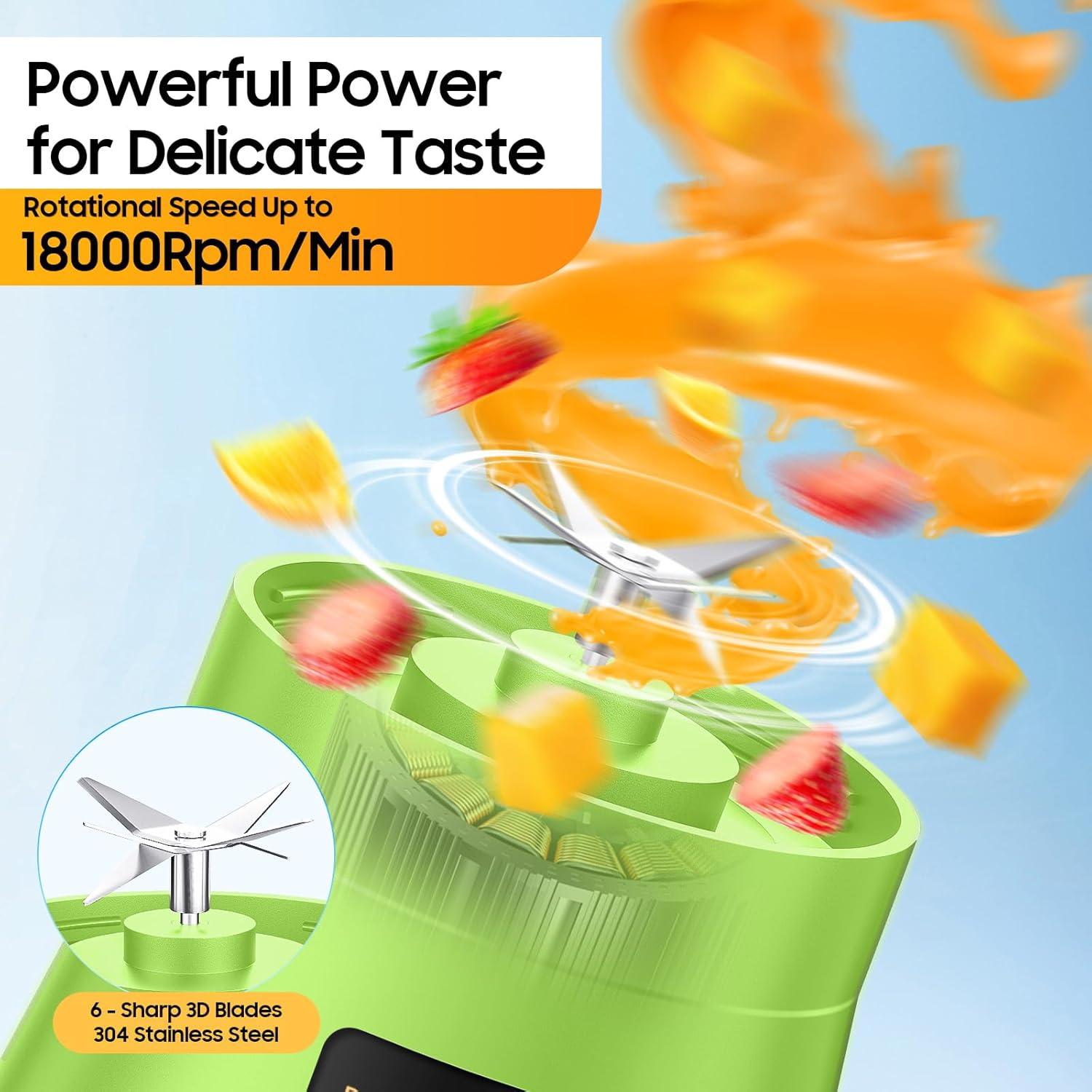 Batidora Portátil YFIXQNSU 380ml Sin Cable Verde para Jugos