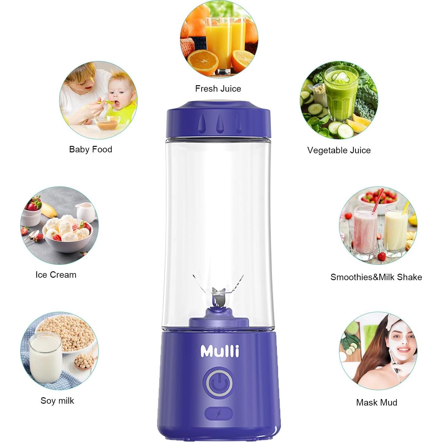 Licuadora Portátil Mulli 0.41L Recargable USB 6 Cuchillas