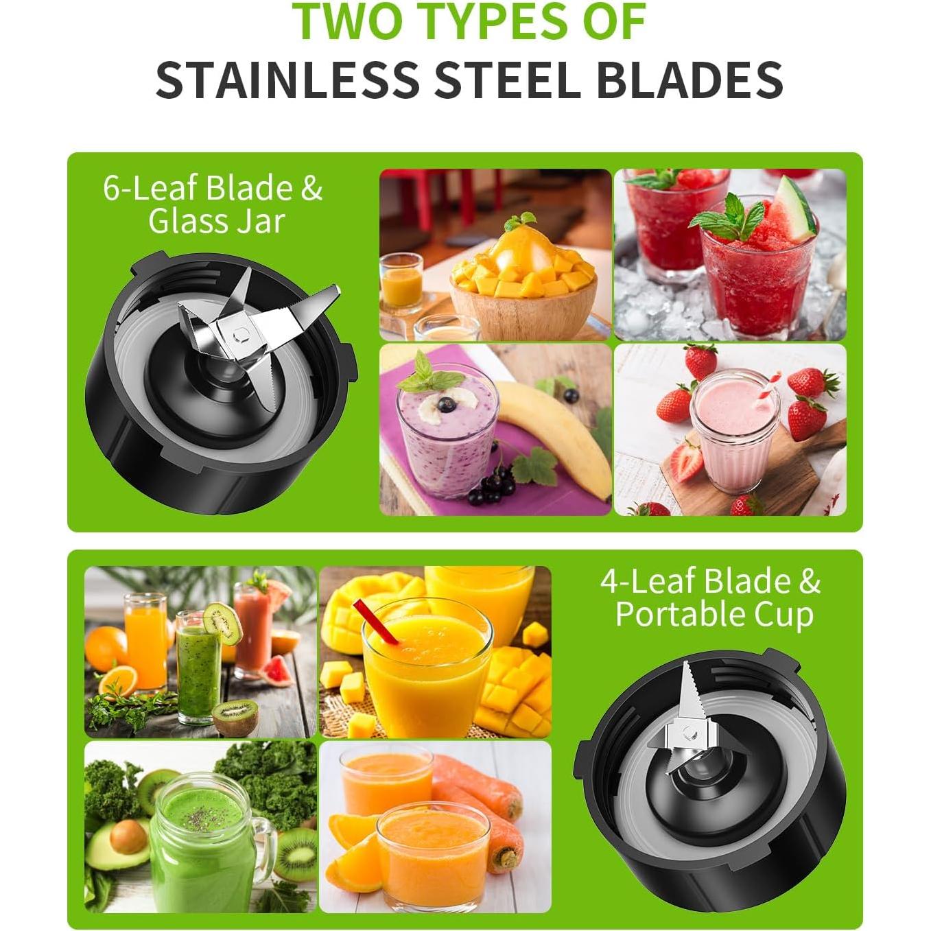 Licuadora GDOR 1200W 2 en 1 con Tarro de 52 Oz y Taza de 22 Oz