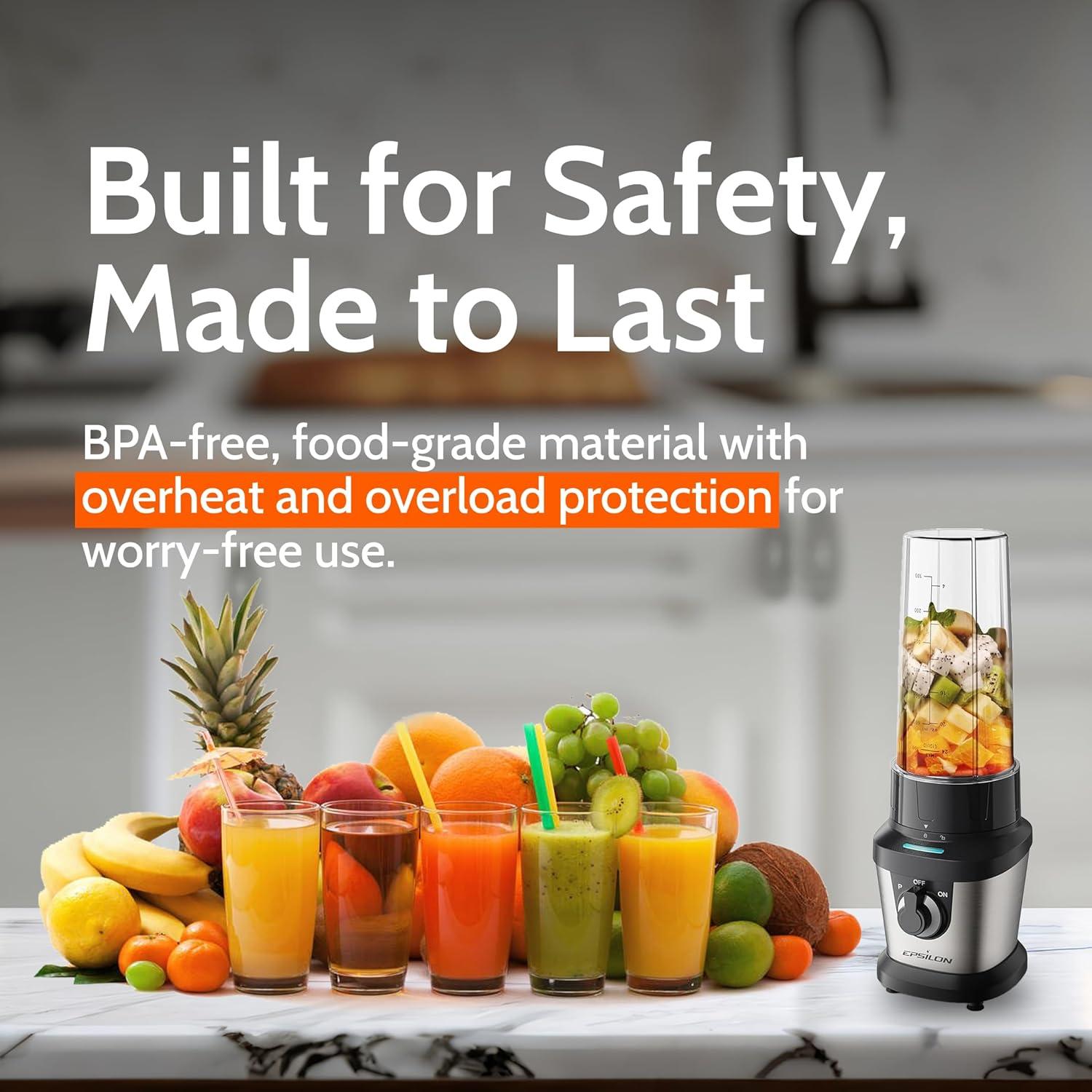 Mezclador portátil Epsilon 400W con botella 0.71L libre de BPA