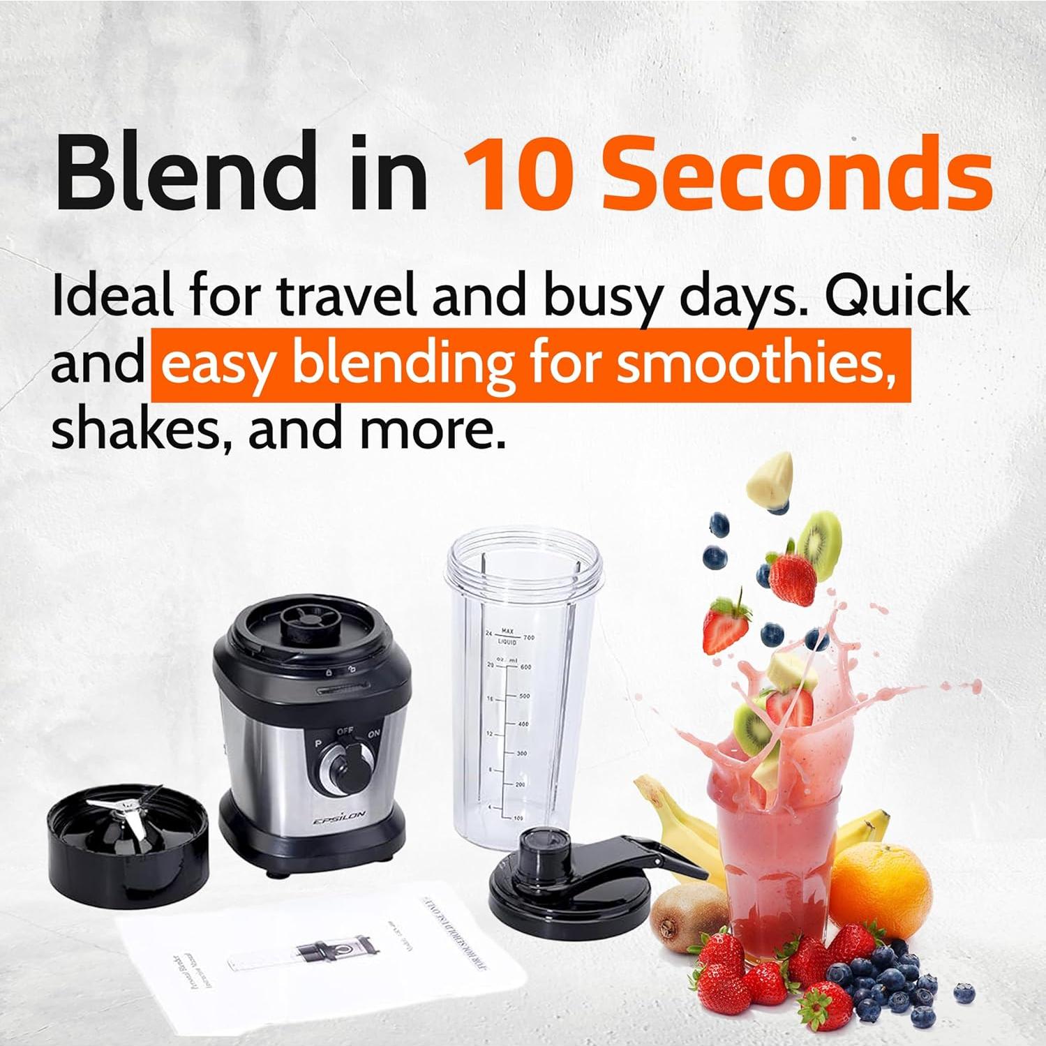 Mezclador portátil Epsilon 400W con botella 0.71L libre de BPA