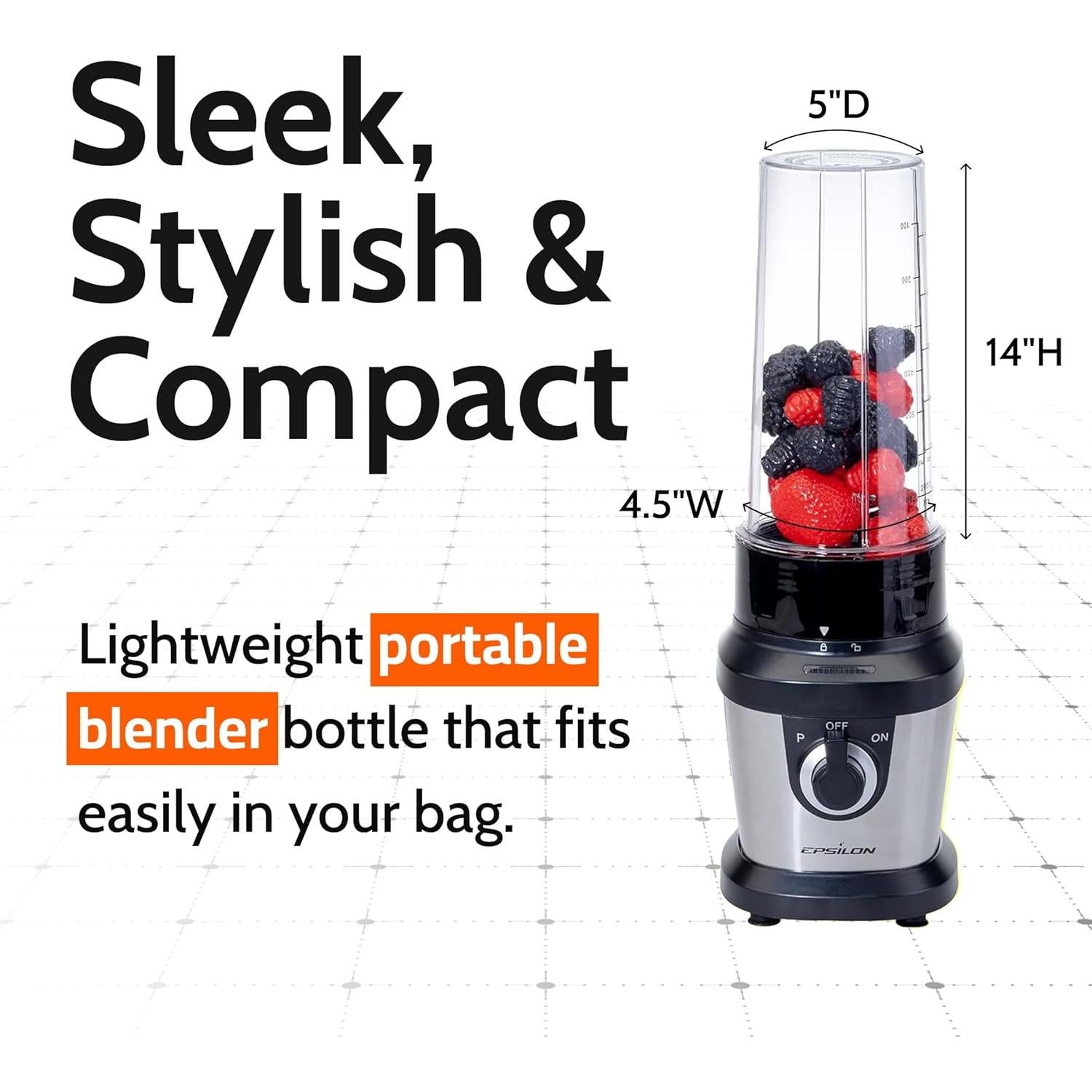 Mezclador portátil Epsilon 400W con botella 0.71L libre de BPA