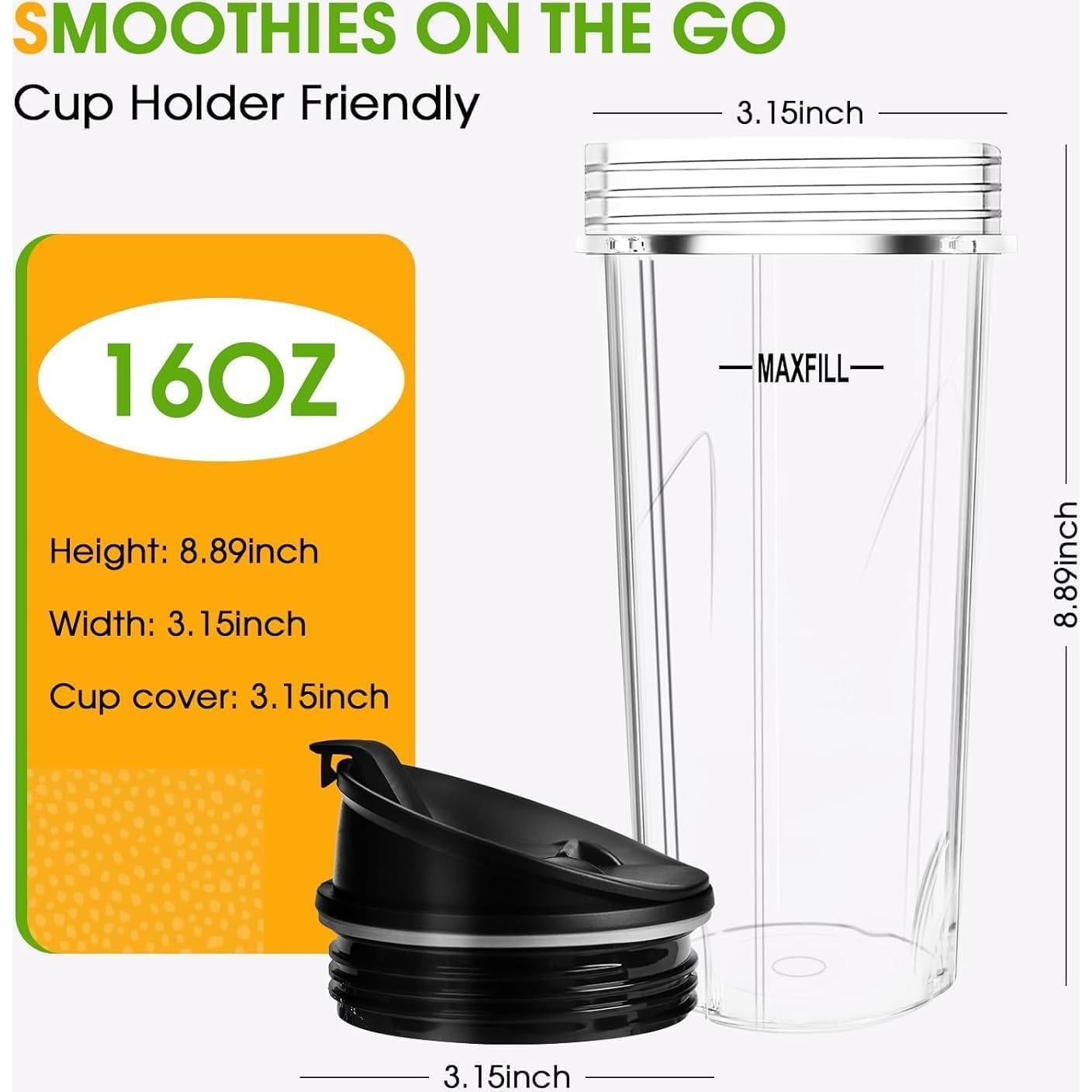 Tazas de Reemplazo 16oz para Licuadora Ninja UBYNID - Paquete de 3