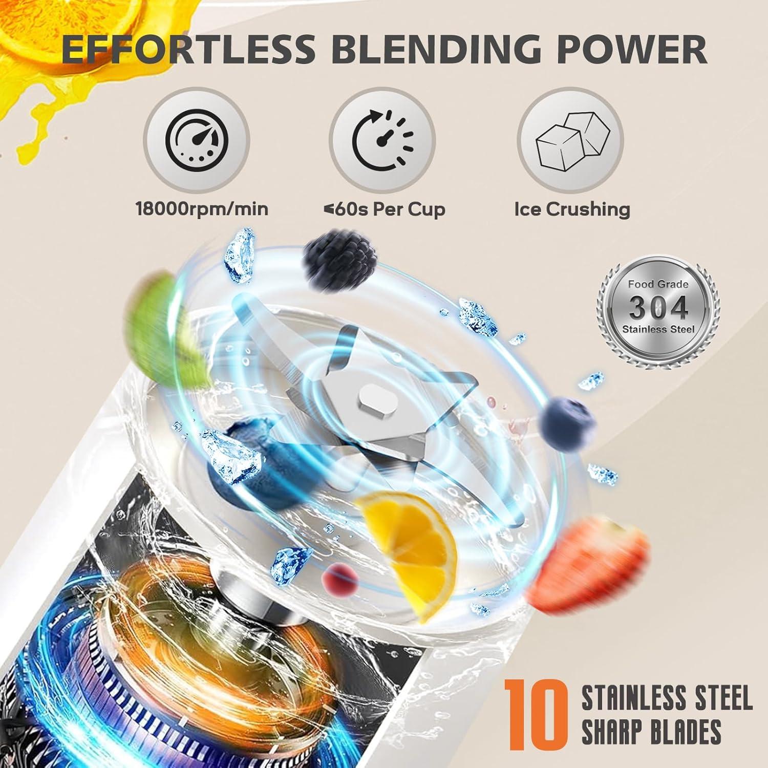 Licuadora Portátil Swietonic 800ml Recargable USB - Blanca