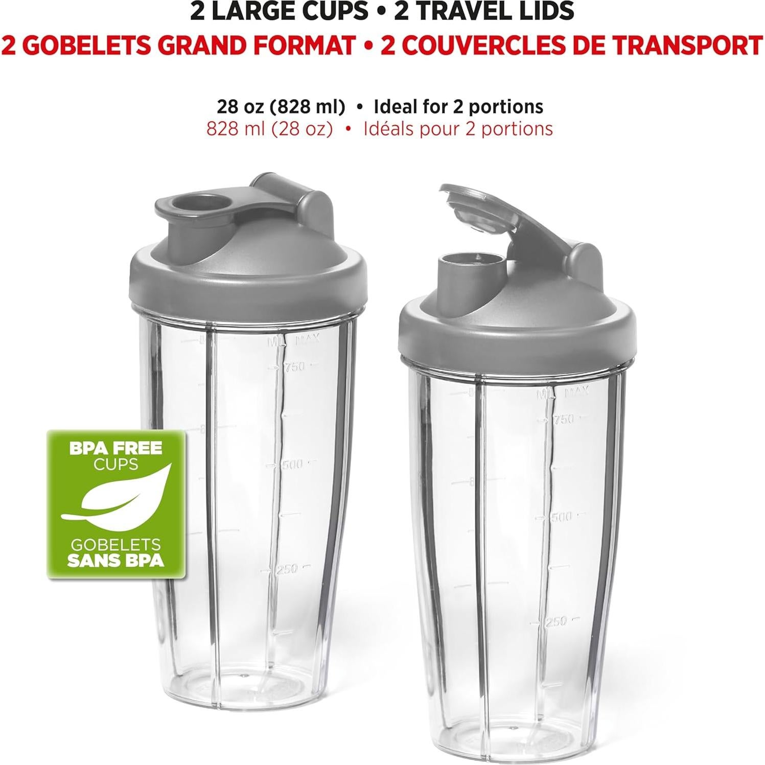 Licuadora Personal Starfrit 300W 828ml 2 Tazas Acero Inoxidable