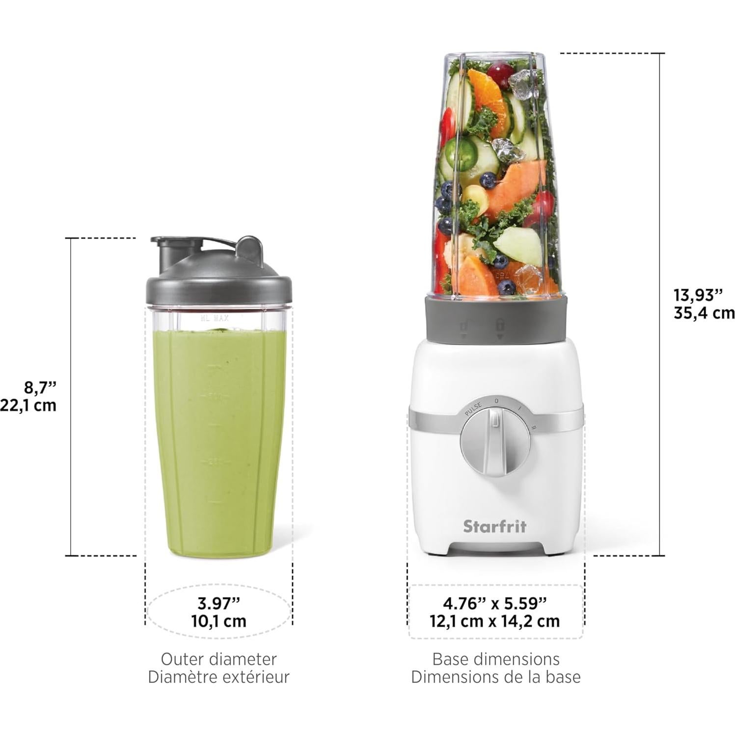 Licuadora Personal Starfrit 300W 828ml 2 Tazas Acero Inoxidable