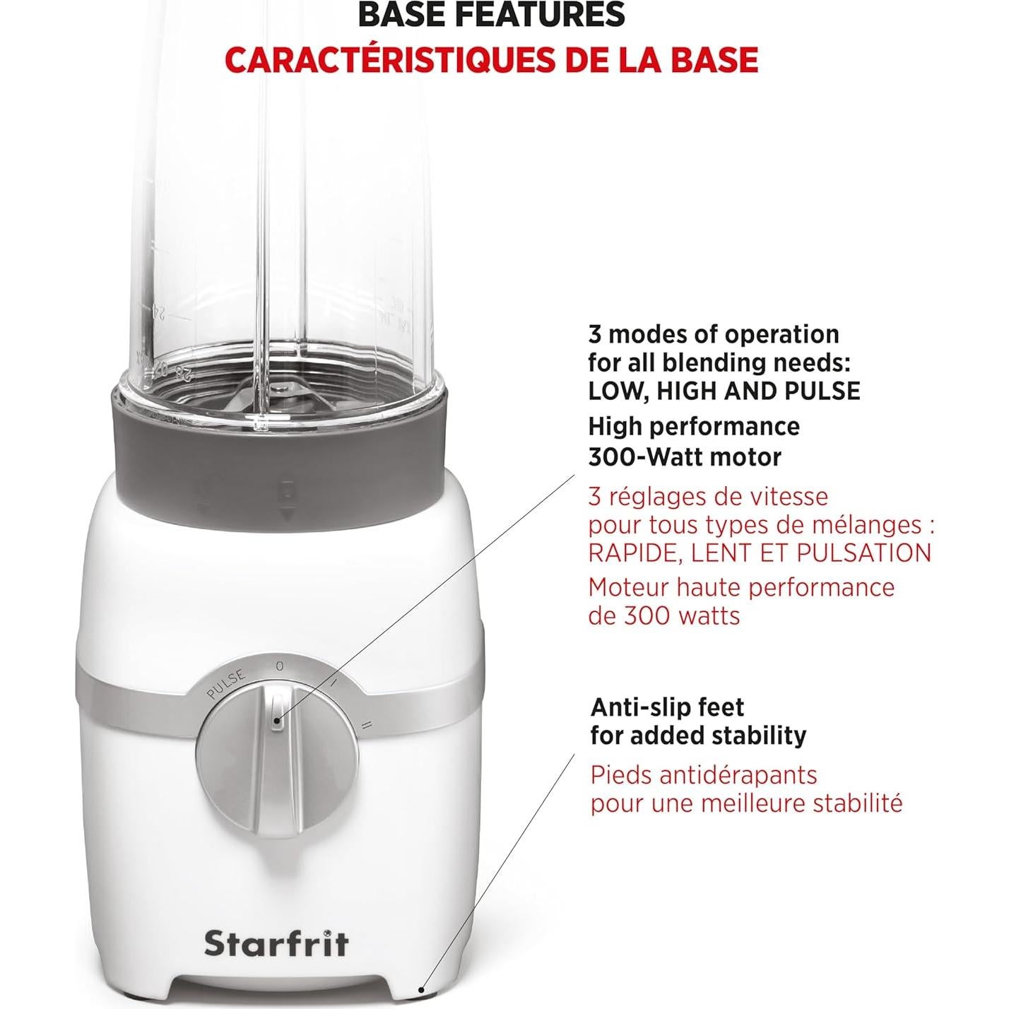 Licuadora Personal Starfrit 300W 828ml 2 Tazas Acero Inoxidable