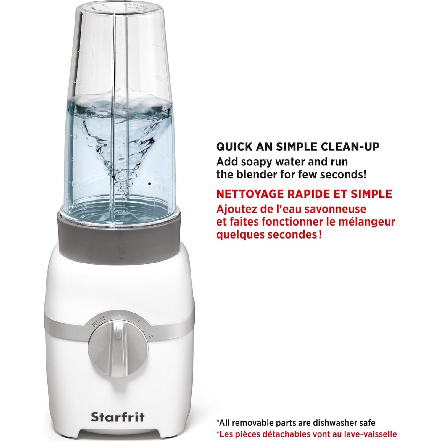 Licuadora Personal Starfrit 300W 828ml 2 Tazas Acero Inoxidable