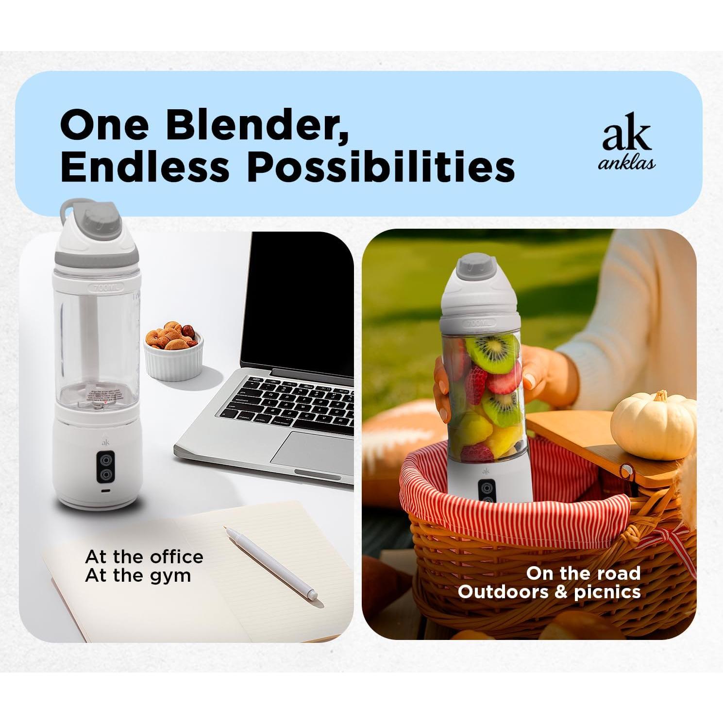 Licuadora Portátil AK ANKLAS 700ml USB 6 Cuchillas Acero Inoxidable