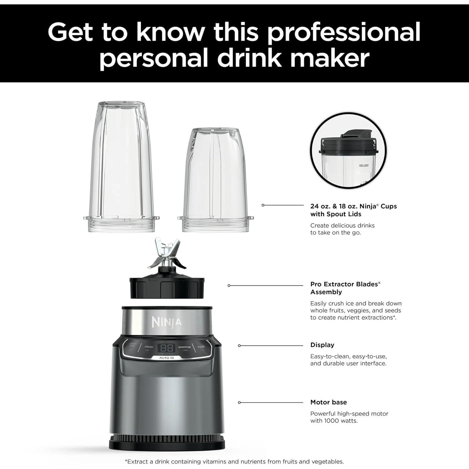 Licuadora Ninja Nutri-Blender Pro BN400 1000W Auto-IQ 710ml