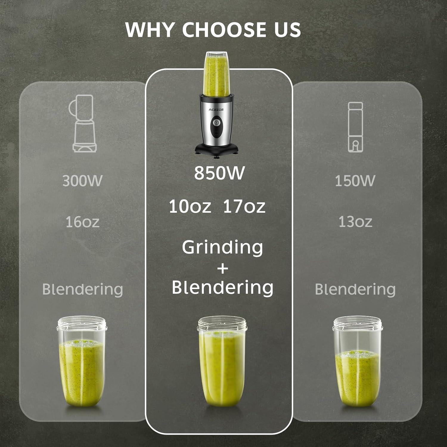 Batidora de Smoothies Acezoe 850W 6-hojas 2x500ml Botellas