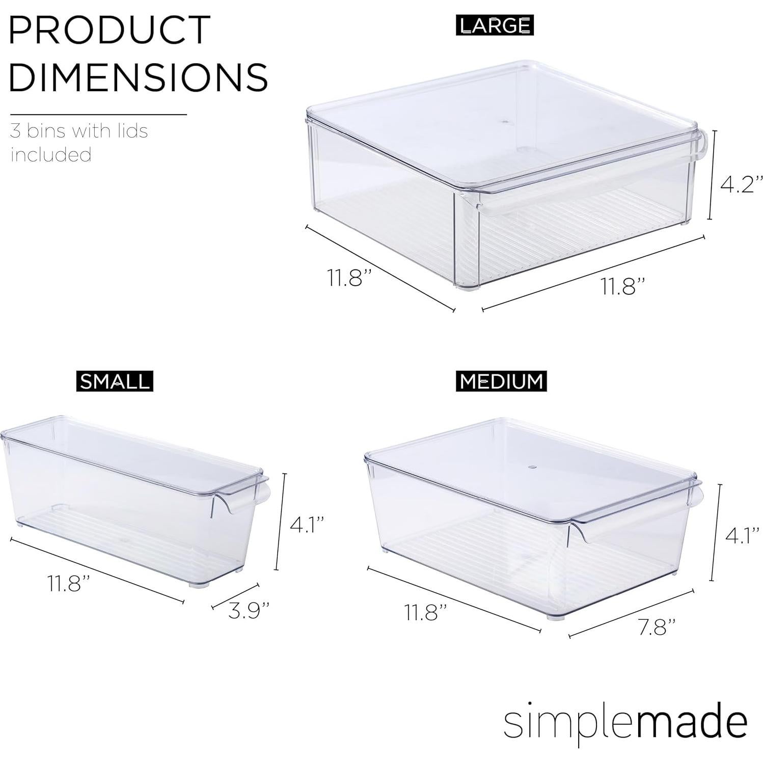 Contenedores Organizadores Transparentes SIMPLEMADE - Paquete de 3