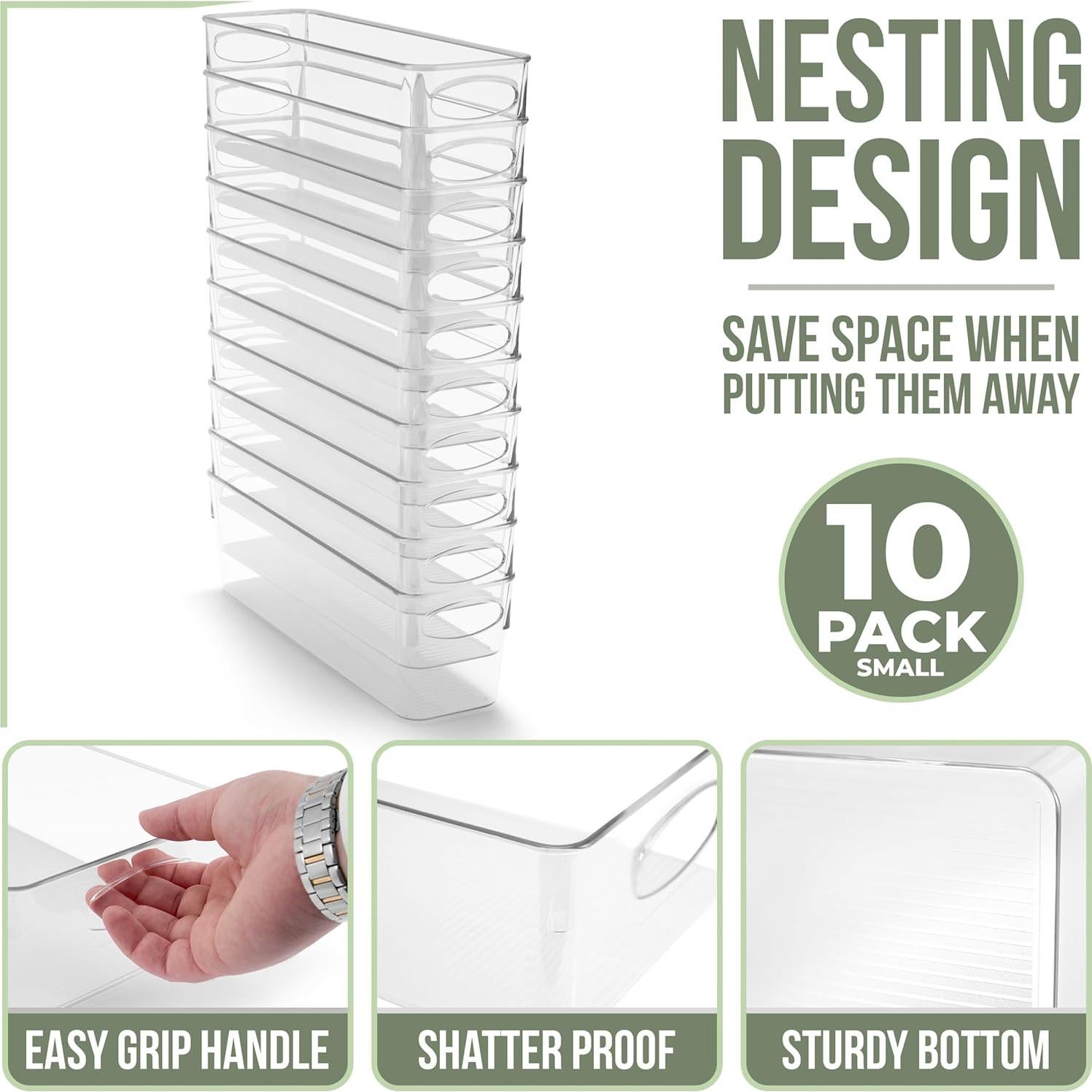 Set de 10 Contenedores Plásticos Transparentes Sorbus 24.1x7.6x7.6cm