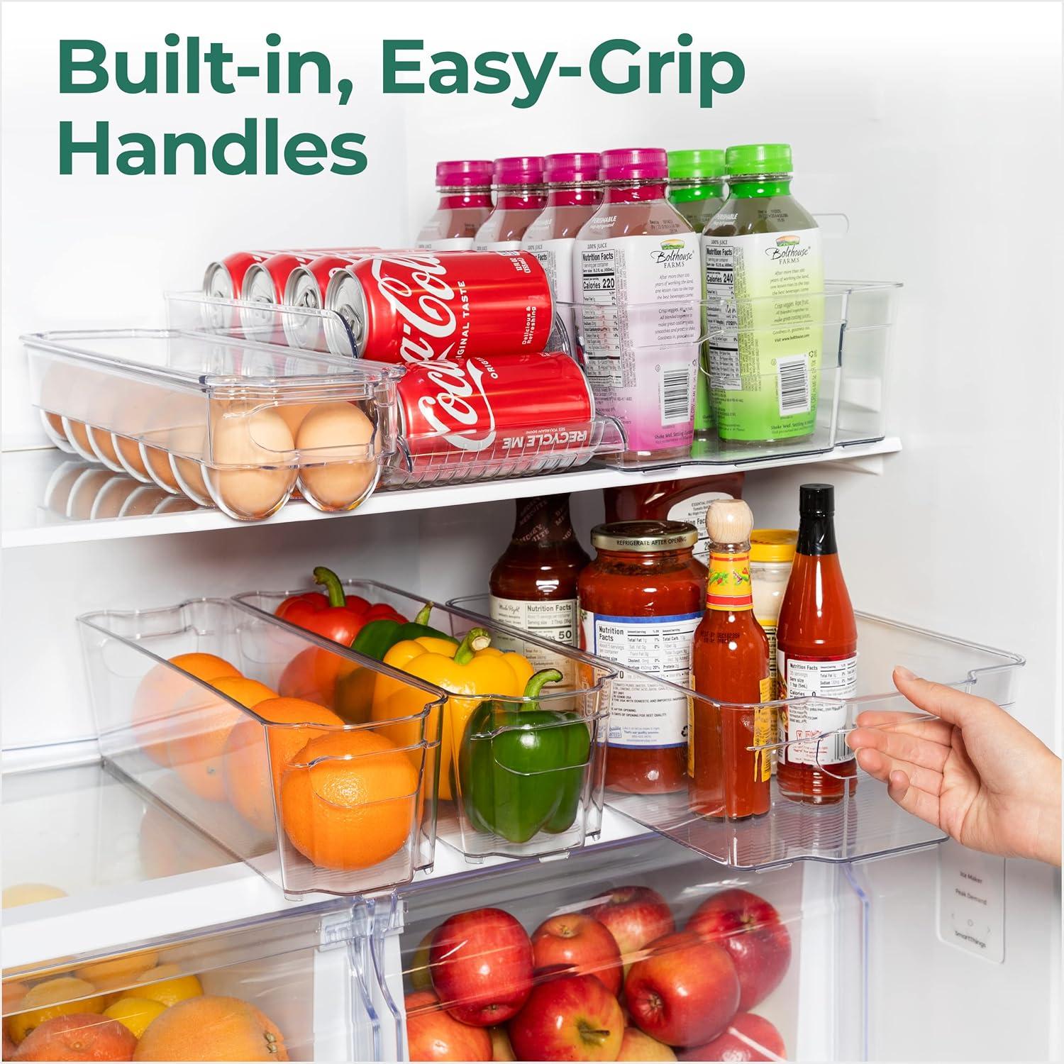 Juego de Organizadores para Refrigerador Greenco - 6 Bins Apilables Transparentes