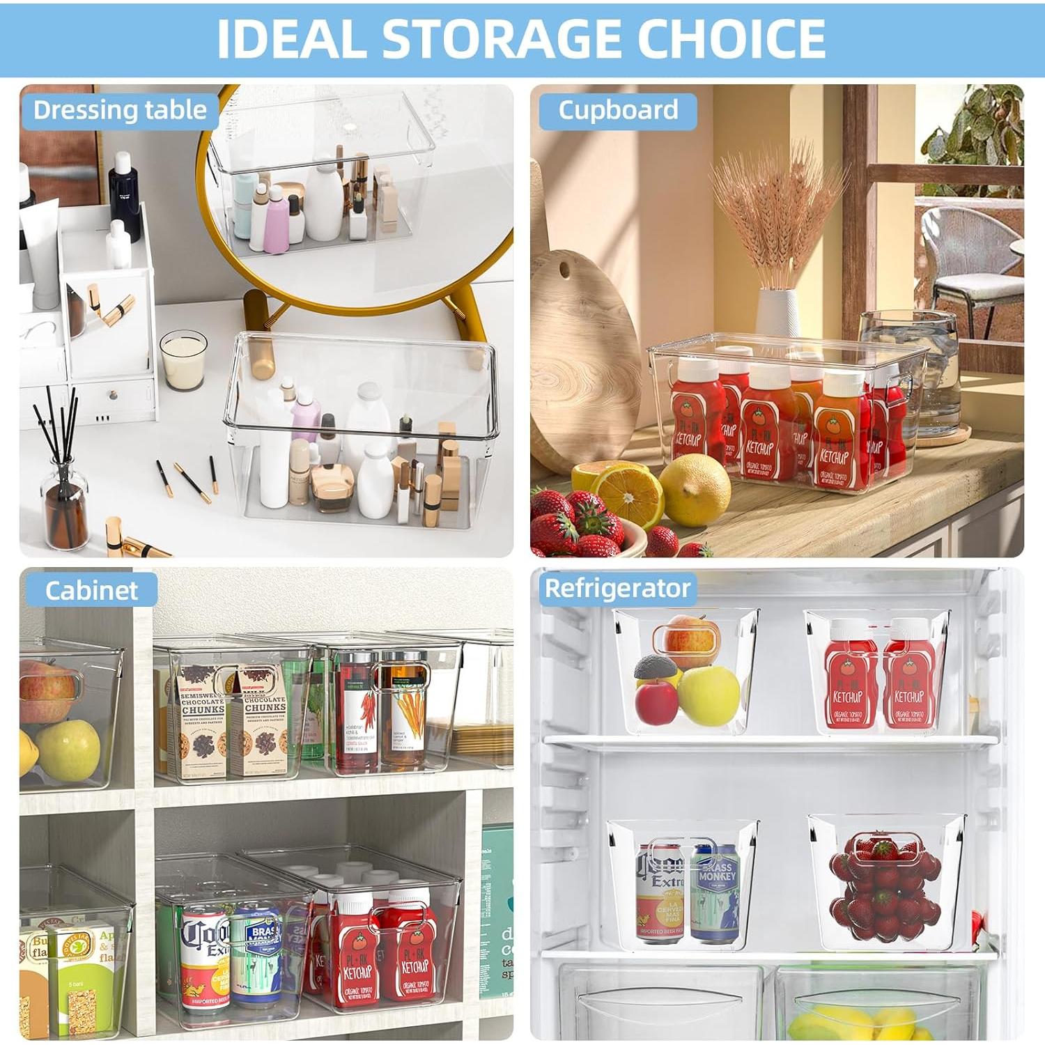 Paquete de 4 Contenedores de Almacenamiento Plástico Transparentes