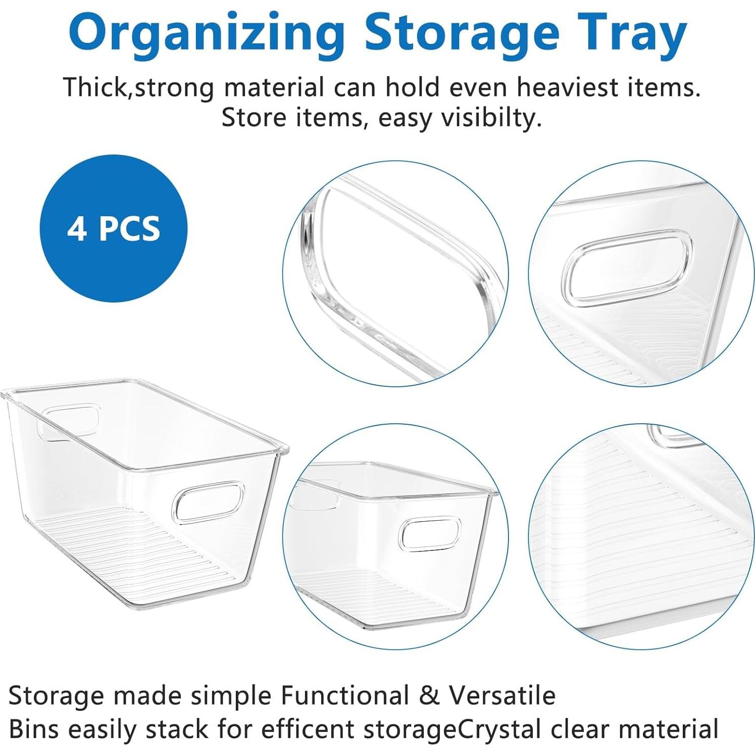 Paquete de 4 Contenedores de Almacenamiento Plástico Transparentes
