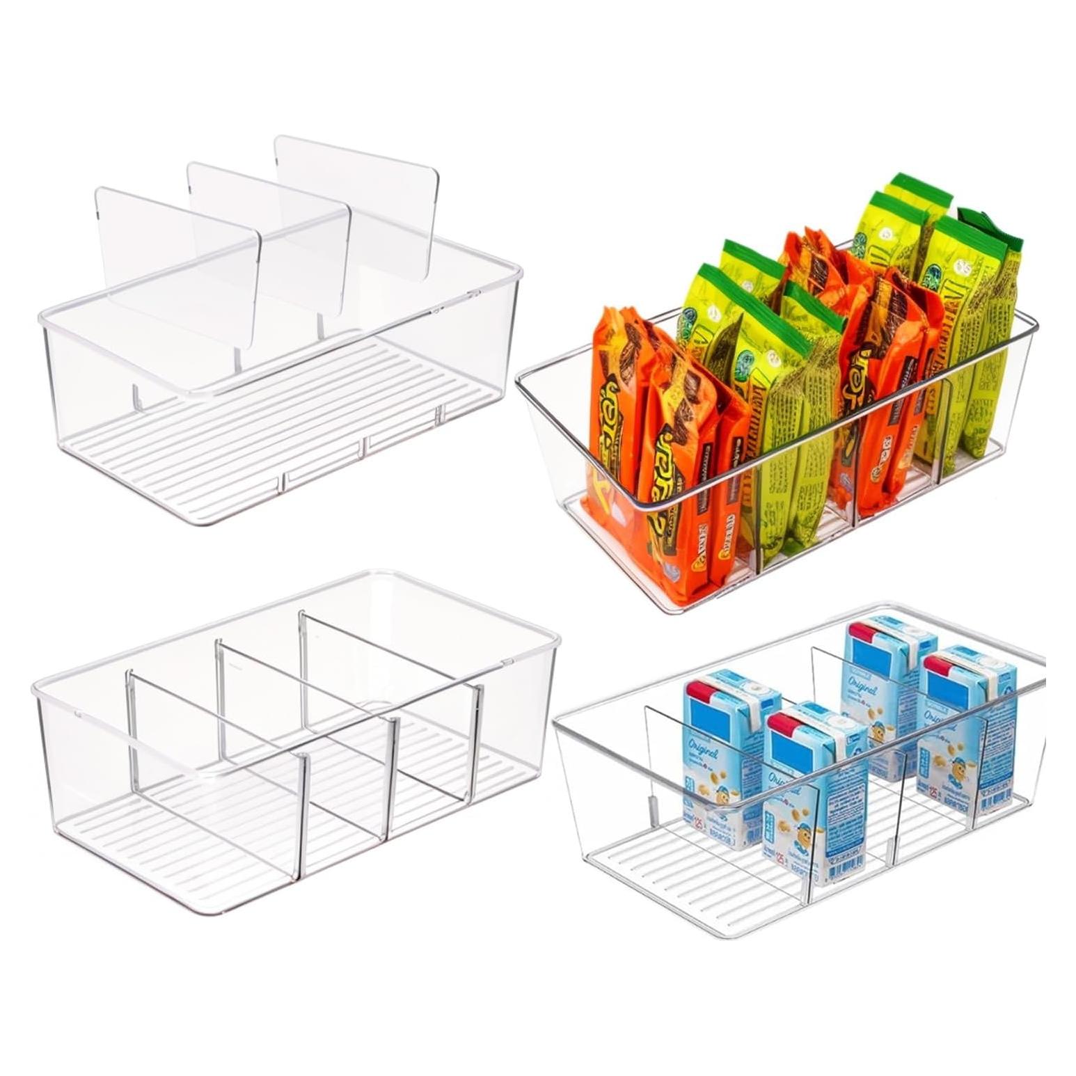Cajas de Almacenamiento Transparentes MERATIA 4 Pcs con Divisores