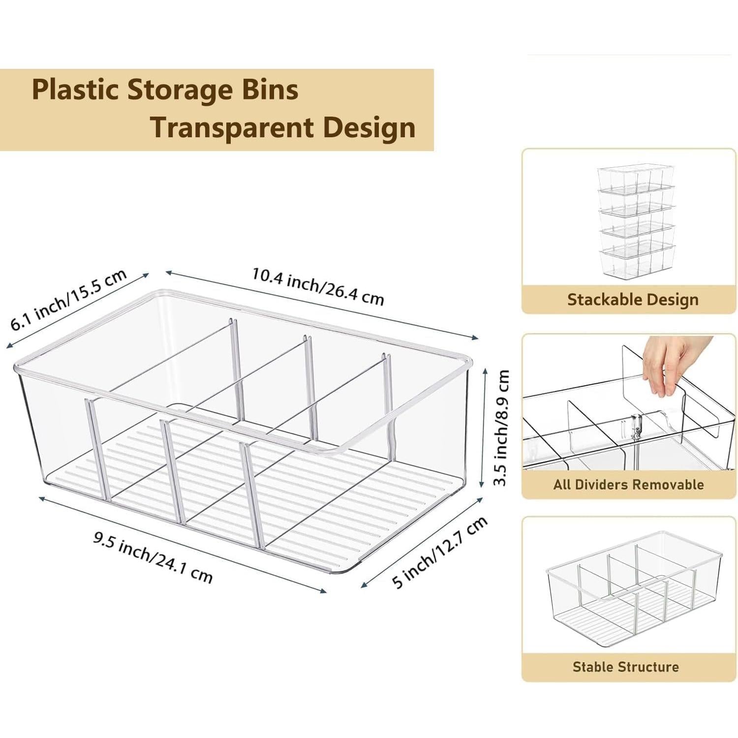 Cajas de Almacenamiento Transparentes MERATIA 4 Pcs con Divisores