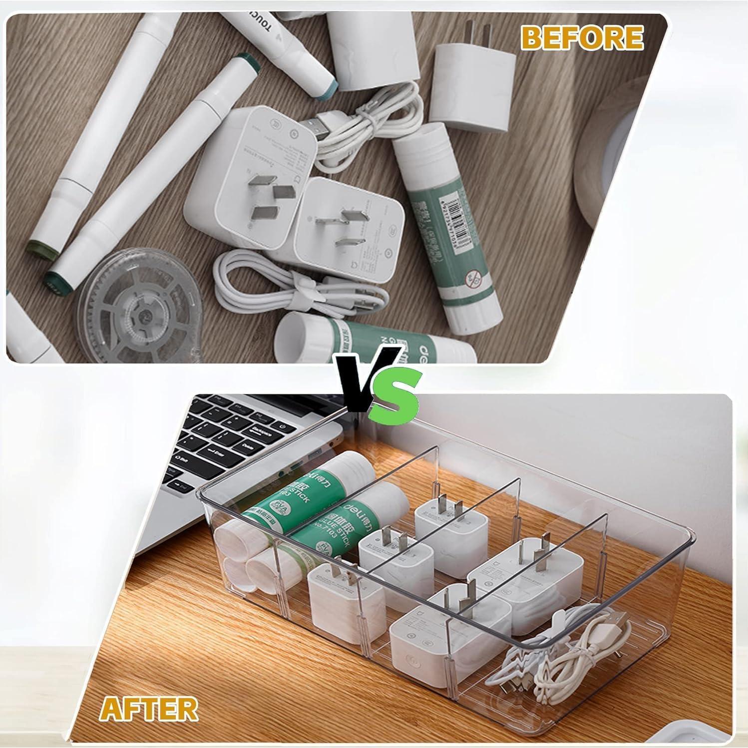 Cajas de Almacenamiento Transparentes MERATIA 4 Pcs con Divisores