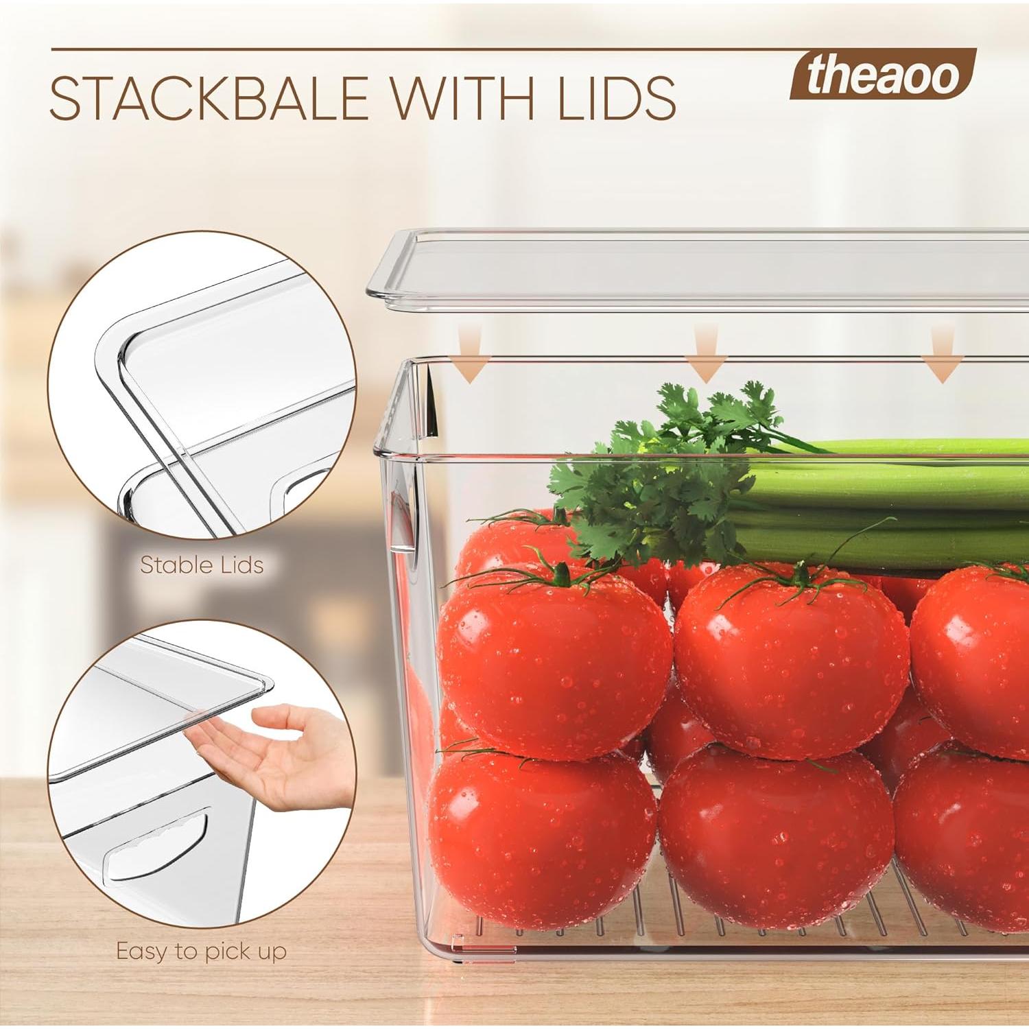 Contenedores de Almacenamiento Transparentes Theaoo - 8 Piezas 28x19x15 cm