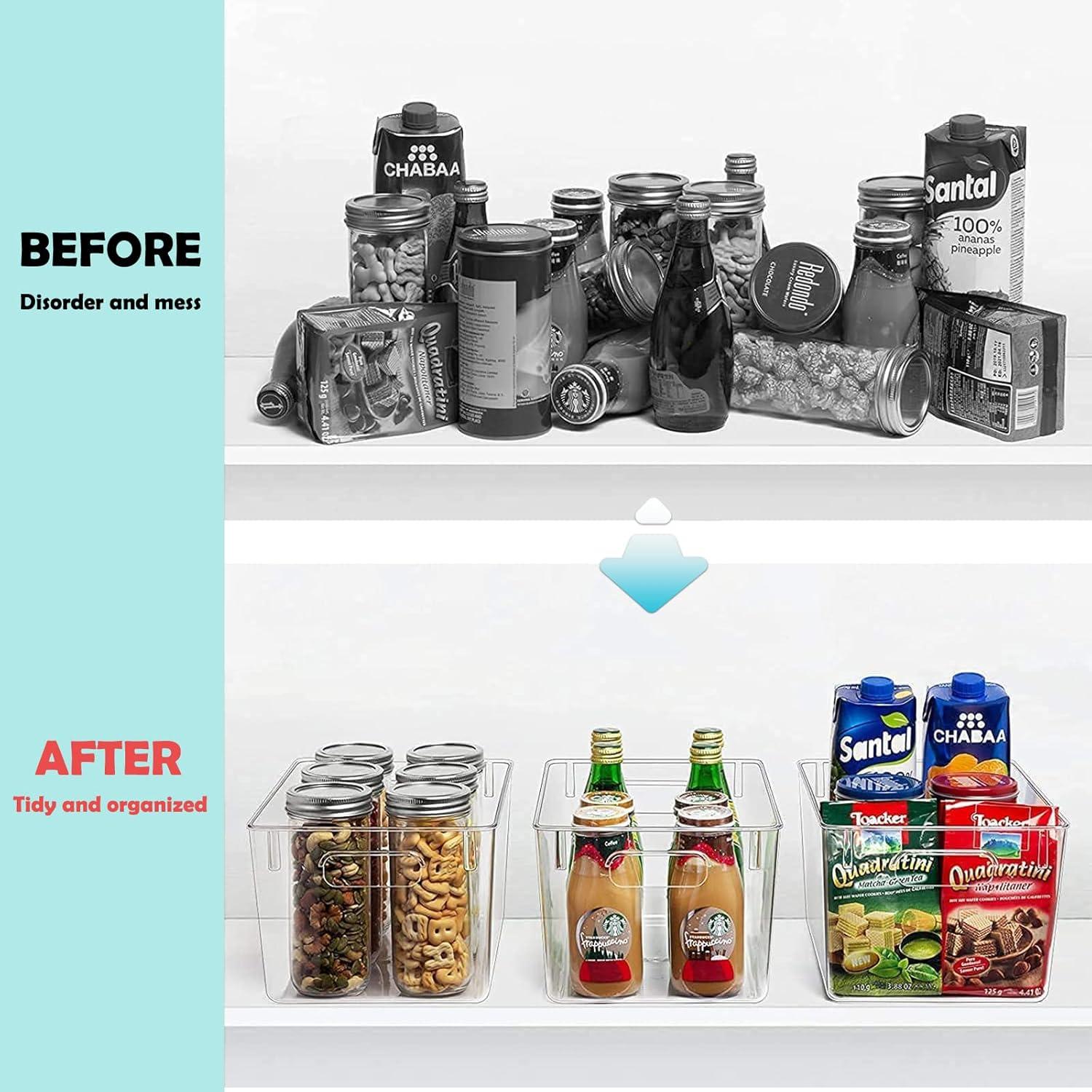 Juego de Organizadores de Nevera KJIXYUNG 6 Cajas Transparentes 29.2x20.3x15.2cm