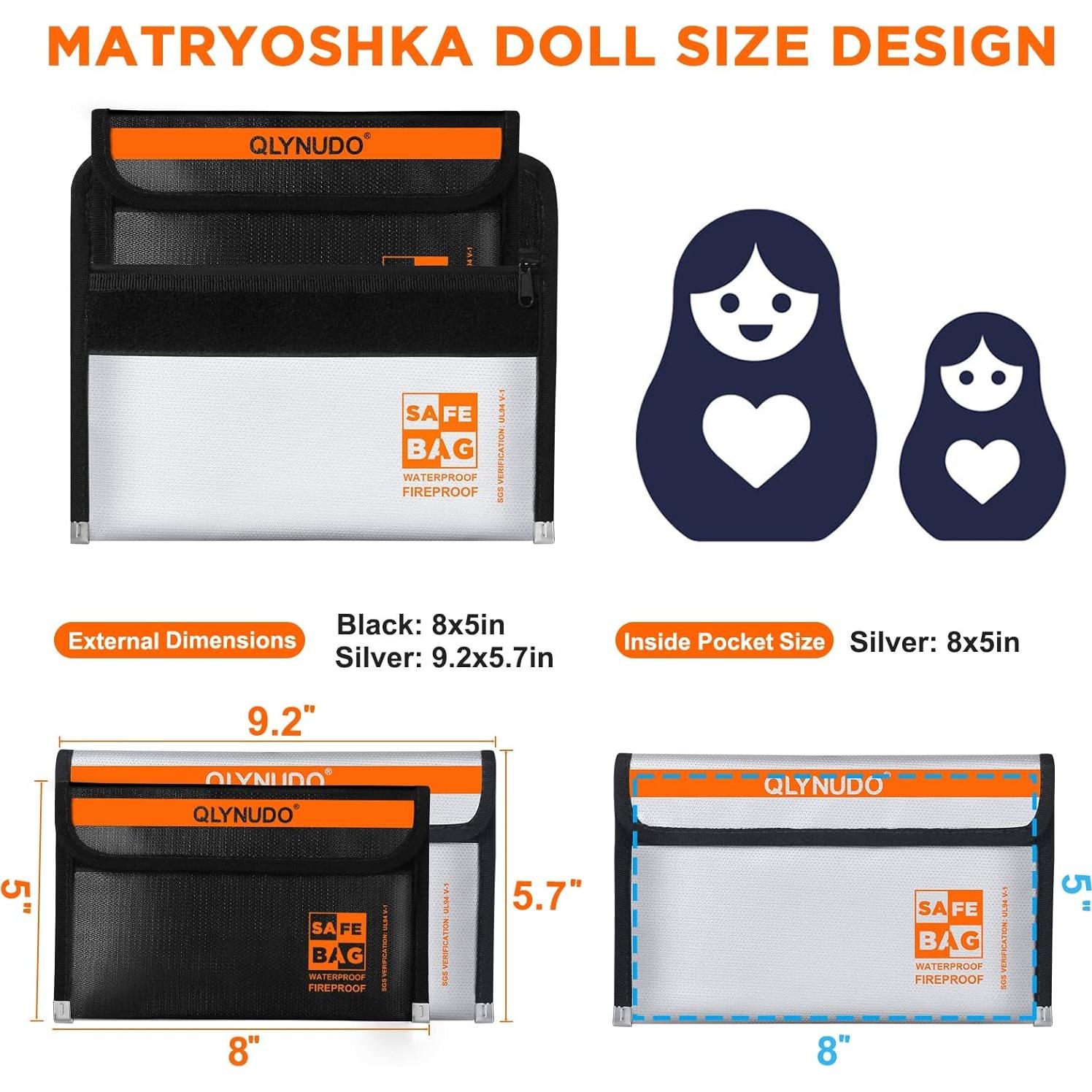 Bolsa a Prueba de Fuego QLYNUDO 20x13 cm 2 Piezas