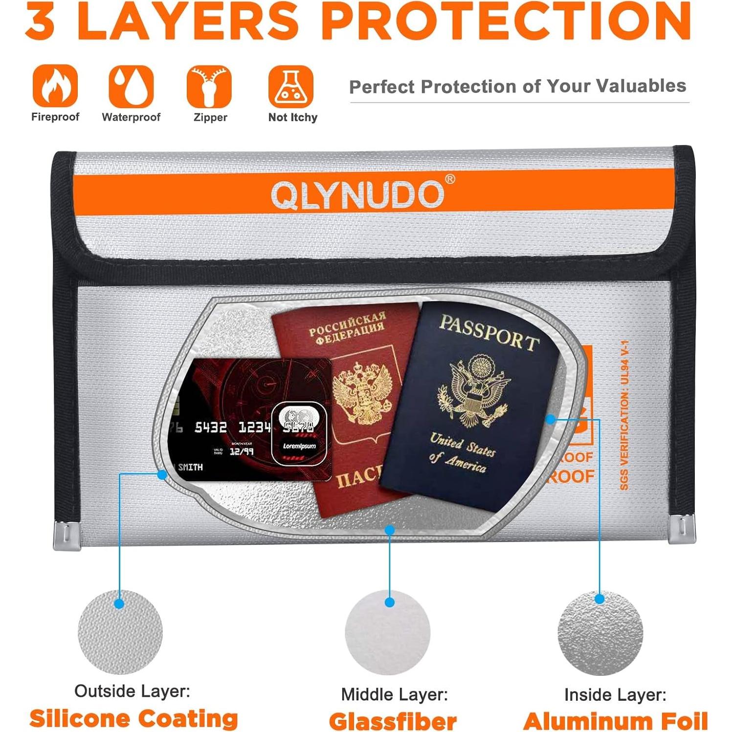 Bolsa a Prueba de Fuego QLYNUDO 20x13 cm 2 Piezas