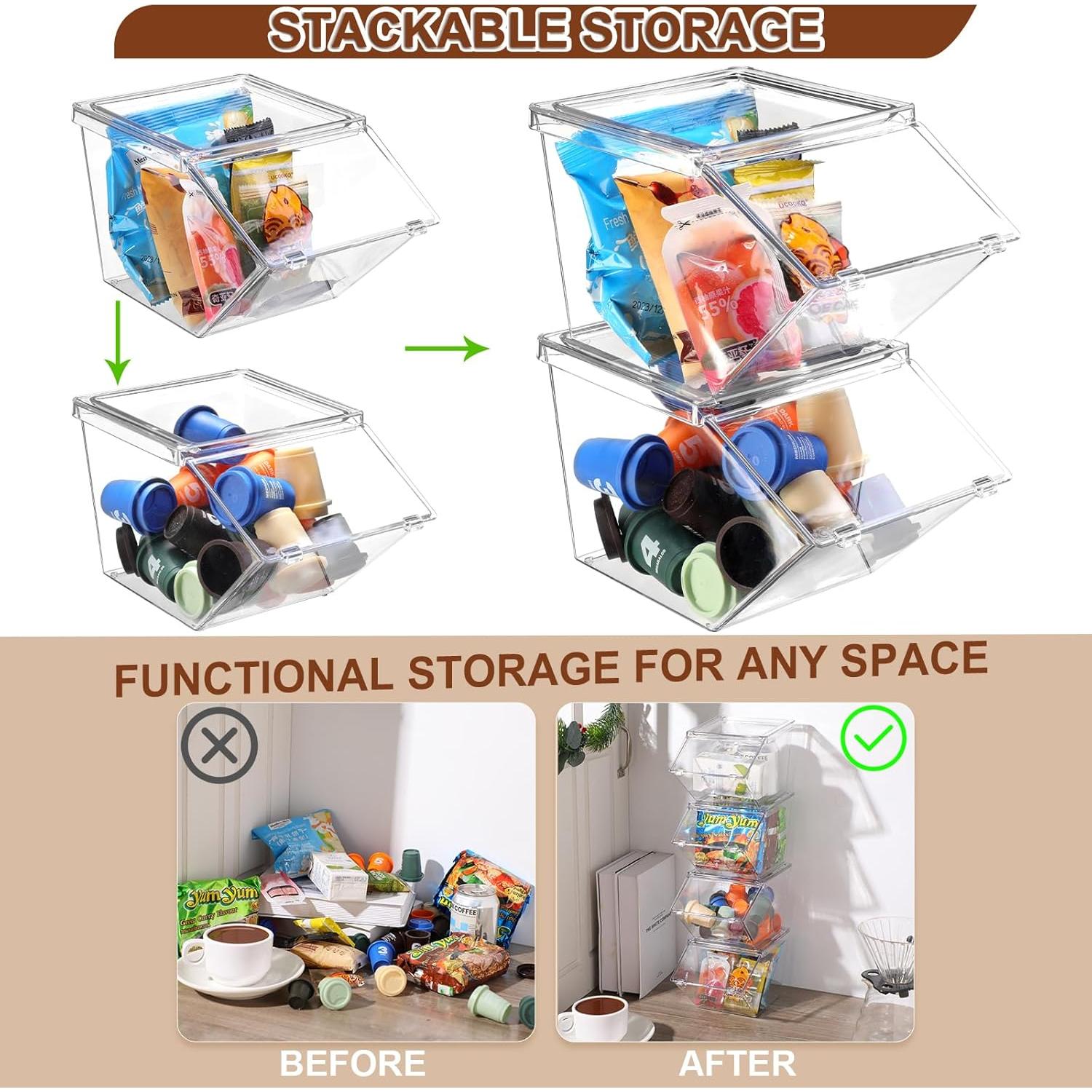 Contenedores de Almacenamiento Plástico Transparente Yerliker 6 Pcs