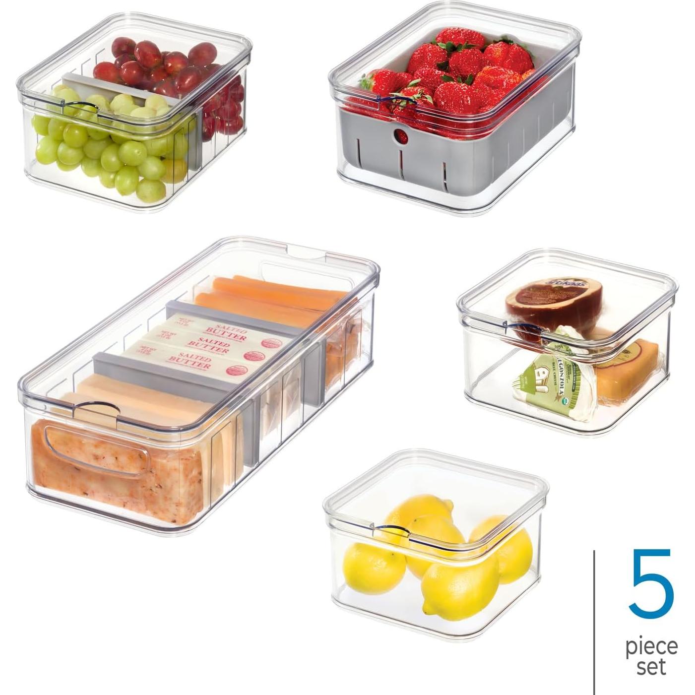 Juego de 5 Contenedores de Plástico iDesign Crisp para Refrigerador
